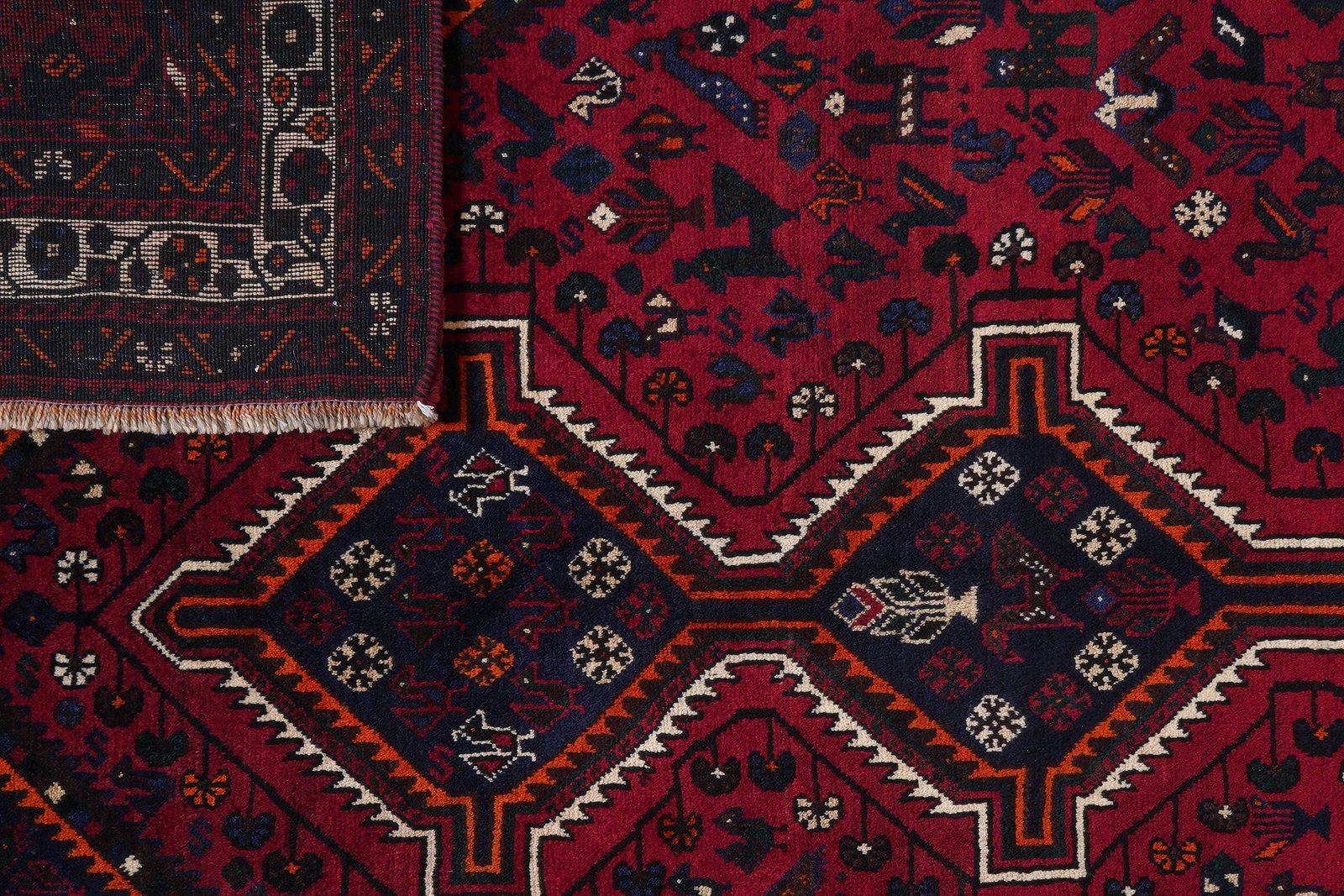 Gashgai — Hand-knotted, 206x297 cm, Red, 100% Virgin Wool | View 7