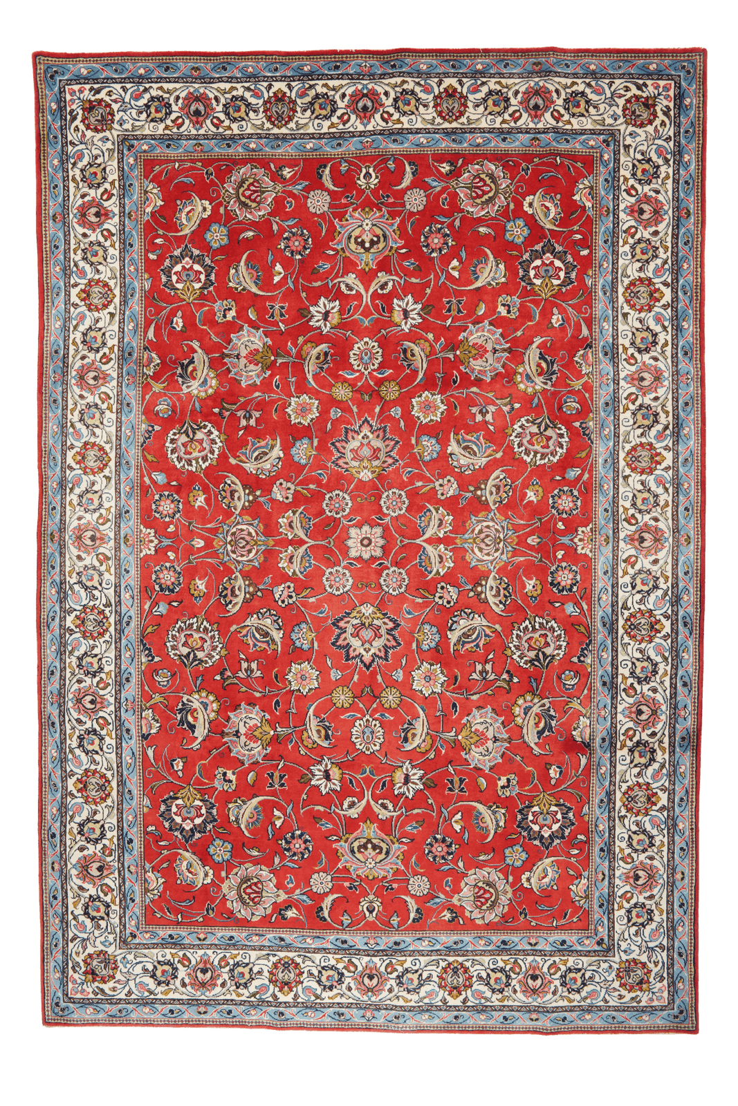Sarough — Hand-knotted, 218x322 cm, Red, 100% Virgin Wool | Main view
