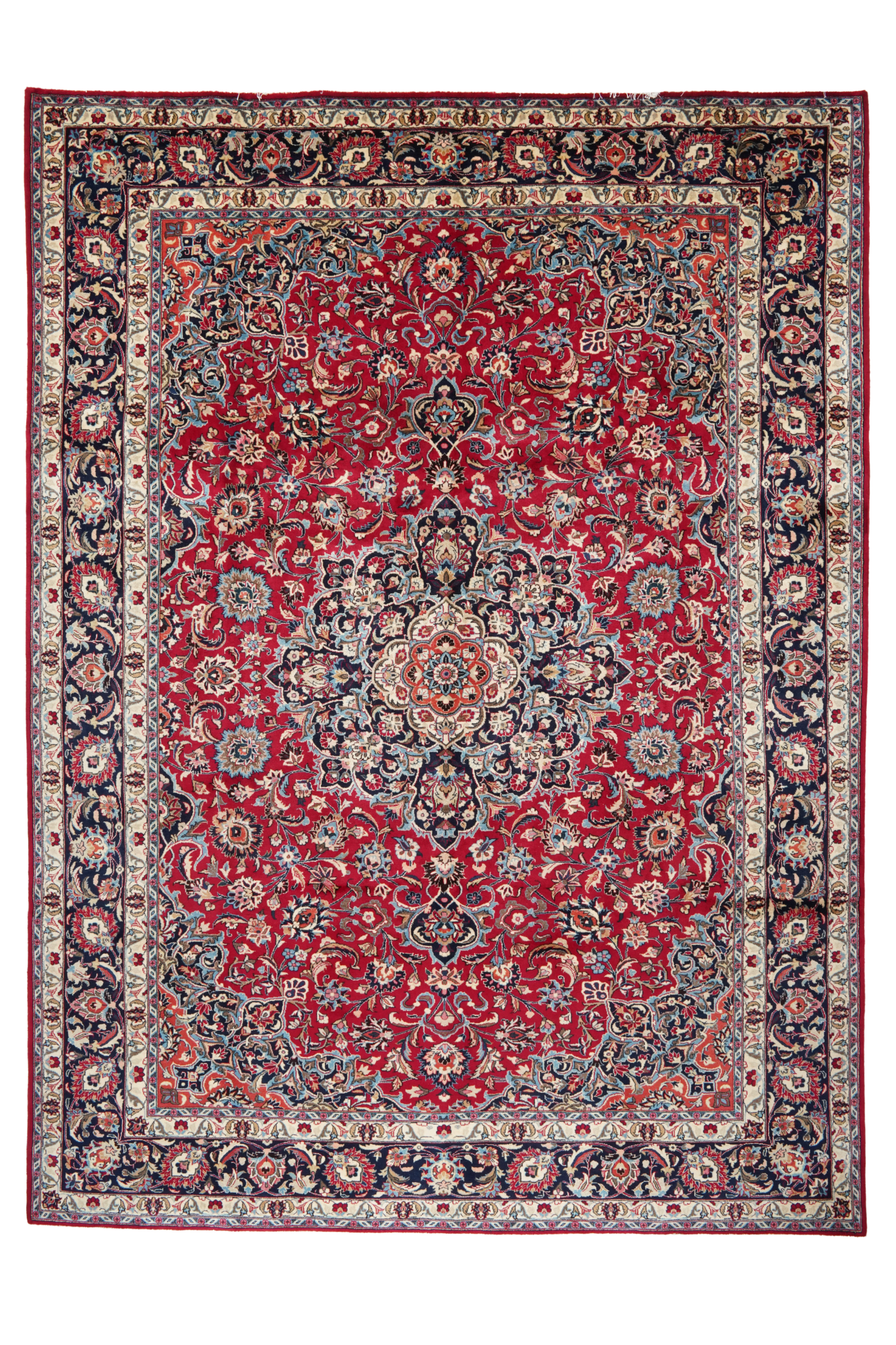 Mashad — Handgefertigt, 338x247 cm, Blau, 100% Virgin Wool | Main view