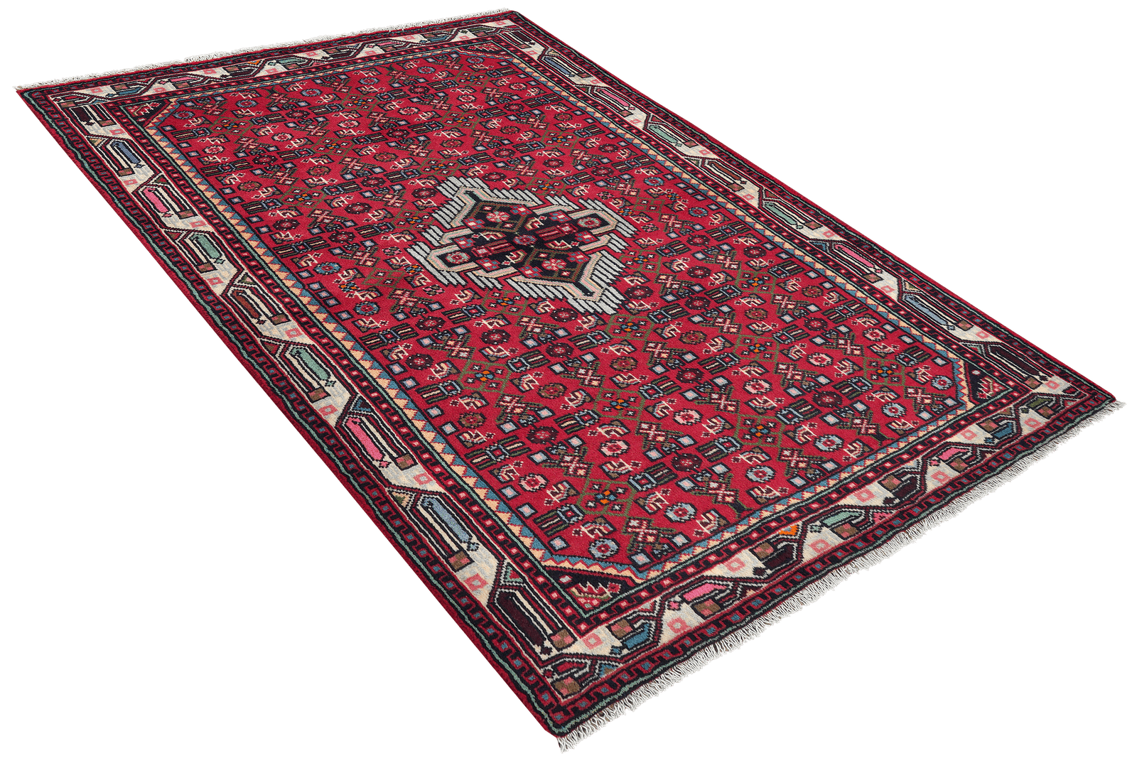 Assadabad — Hand-knotted, 102x146 cm, Red, 100% Virgin Wool | View 4