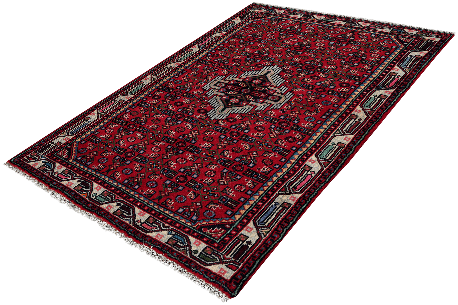 Assadabad — Hand-knotted, 102x146 cm, Red, 100% Virgin Wool | View 5