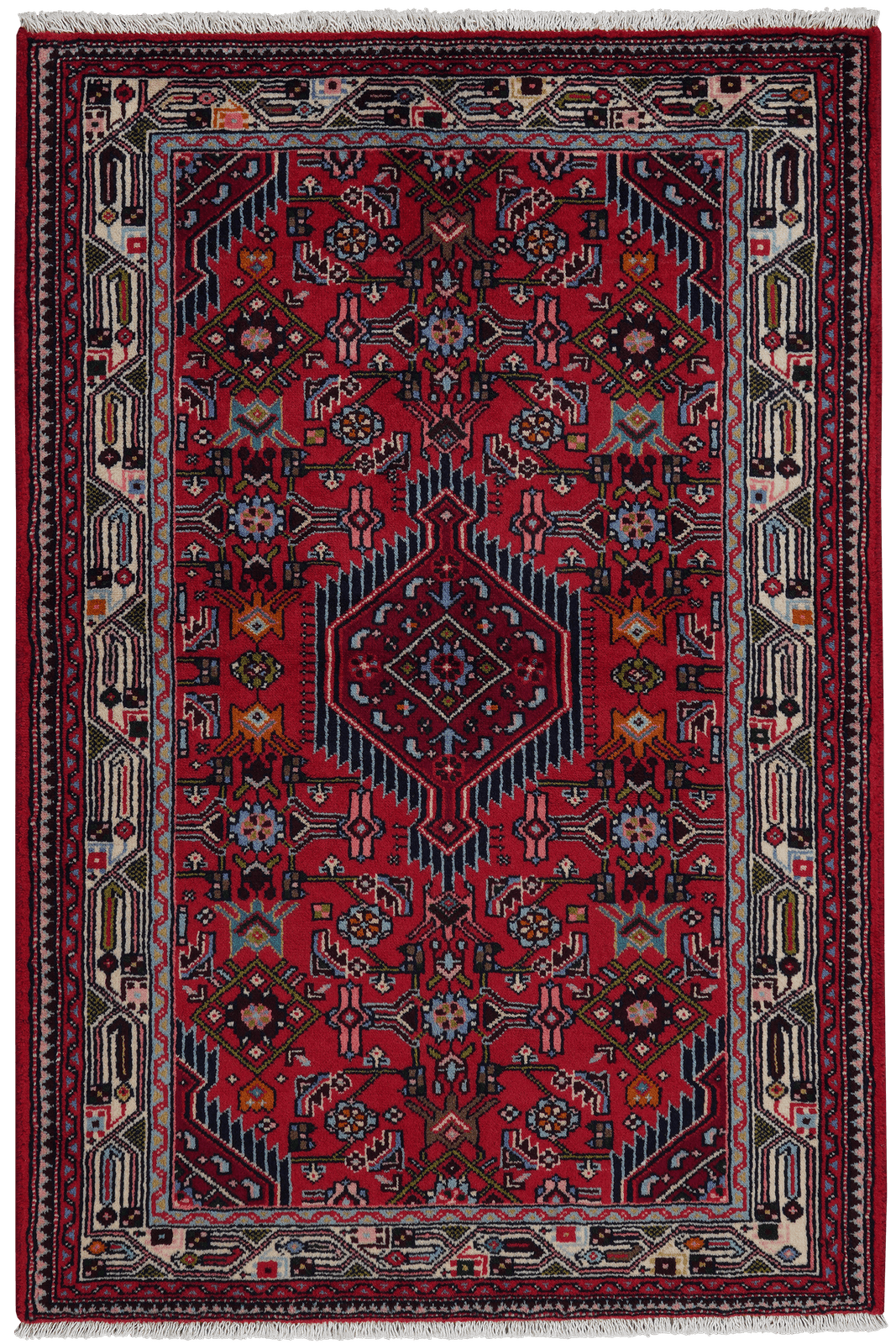Assadabad — Hand-knotted, 103x154 cm, Red, 100% Virgin Wool | Main view