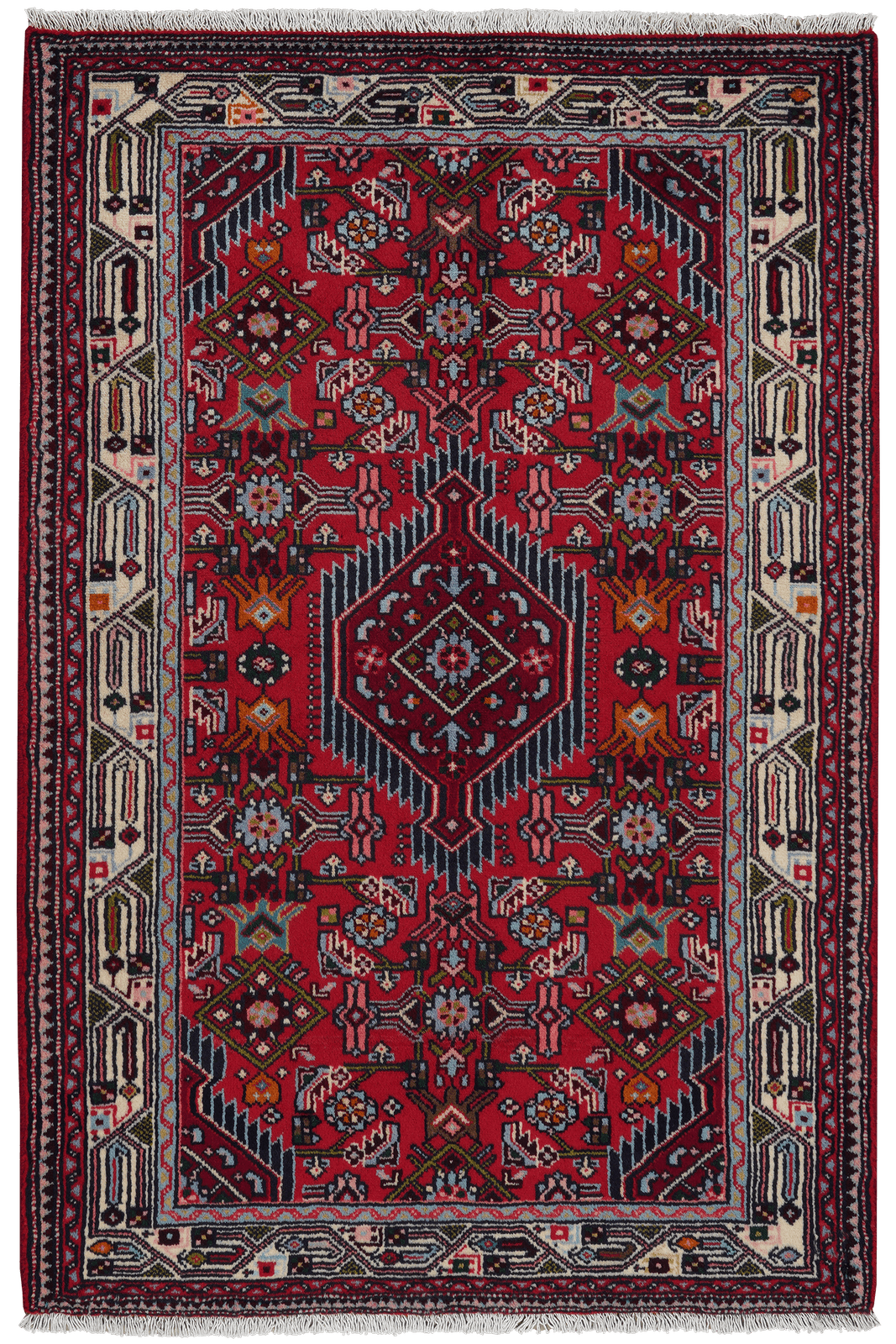 Assadabad — Hand-knotted, 102x154 cm, Red, 100% Virgin Wool | Main view