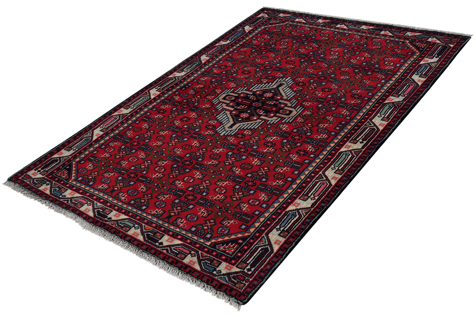 Assadabad — Hand-knotted, 100x153 cm, Red, 100% Virgin Wool | View 5