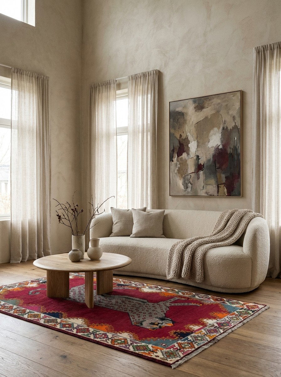 Gashgai — Handgefertigt, 214x125 cm, Beige, 100% Virgin Wool | Detail view