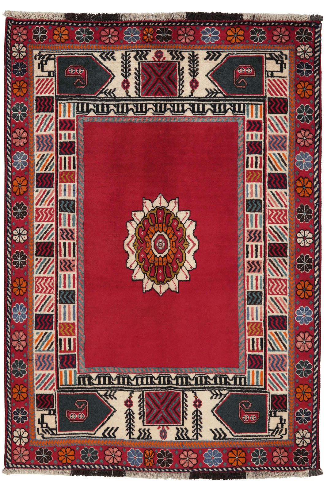 Gashgai — Hand-knotted, 108x159 cm, Red, 100% Virgin Wool | Main view