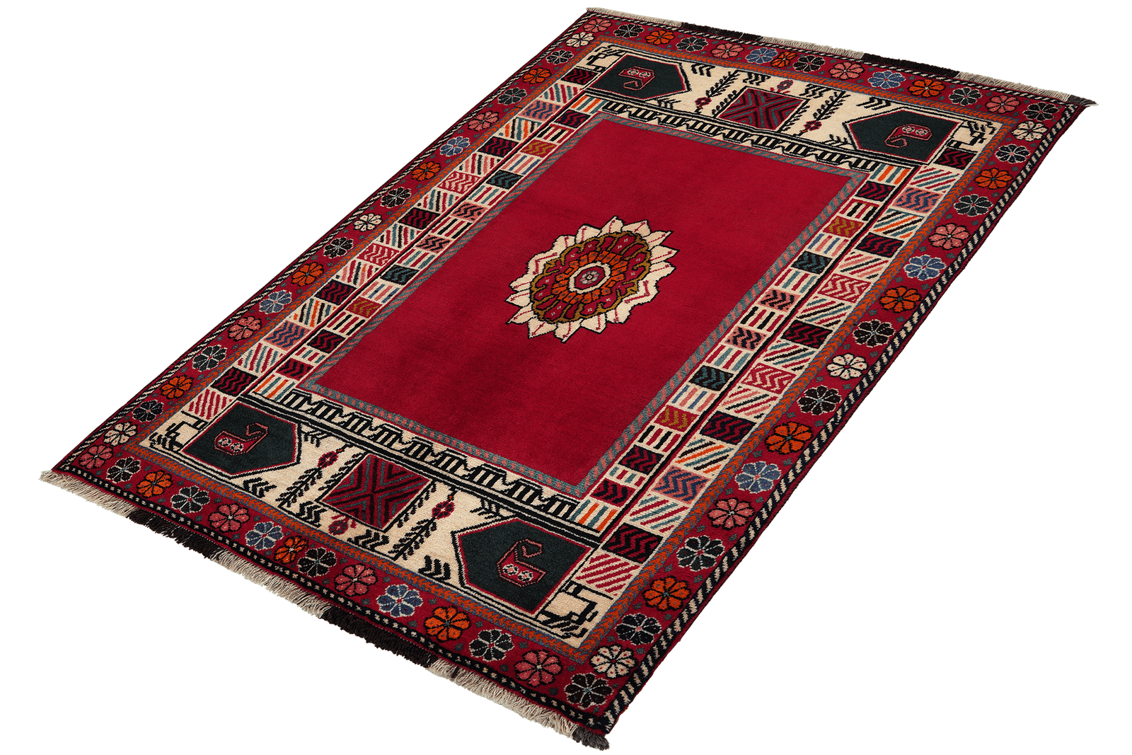 Gashgai — Hand-knotted, 108x159 cm, Red, 100% Virgin Wool | View 5