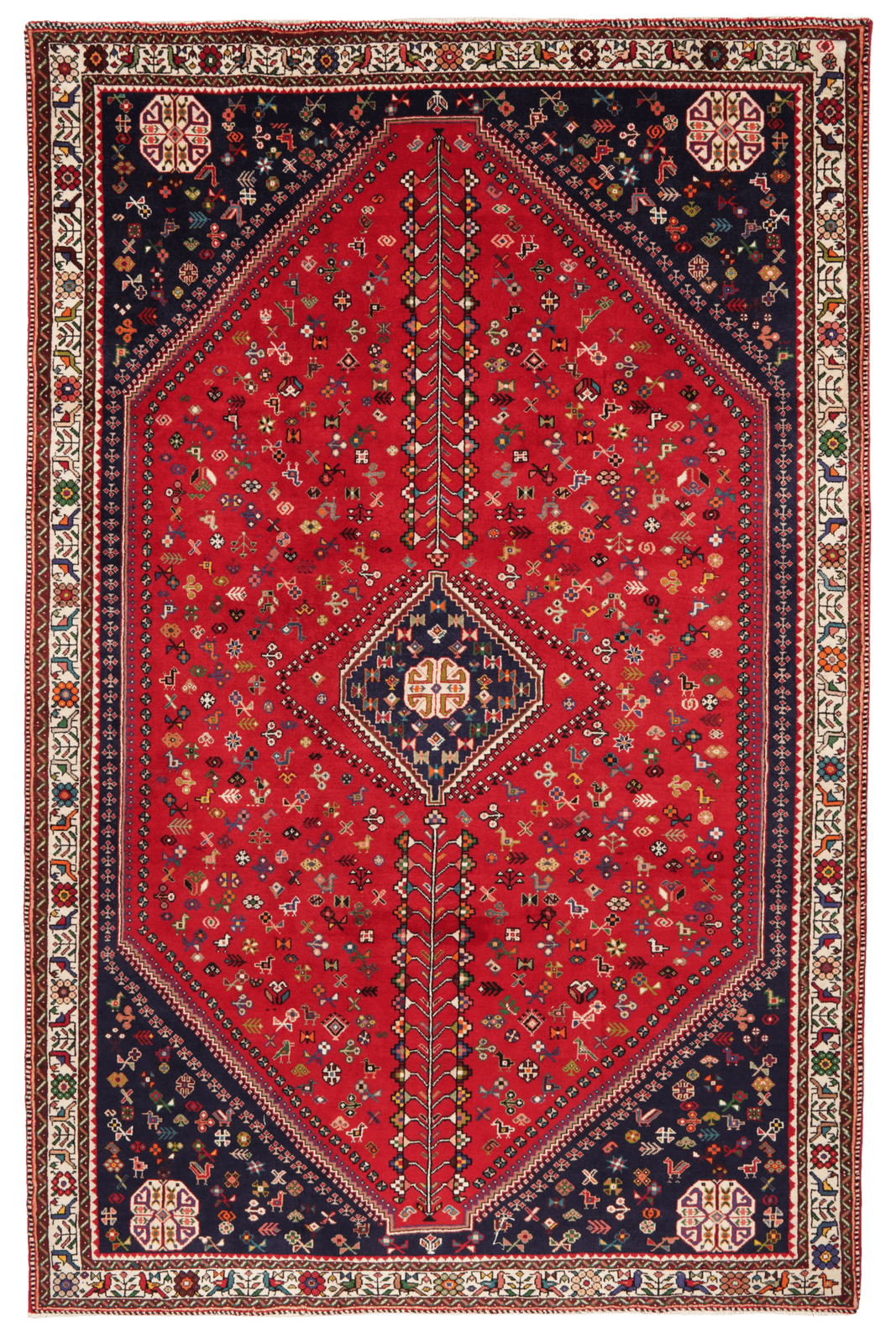 Gashgai — Hand-knotted, 212x325 cm, Red, 100% Virgin Wool | Main view