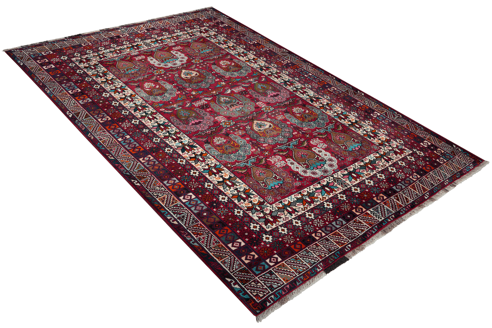 Gashgai — Hand-knotted, 206x297 cm, Red, 100% Virgin Wool | View 4