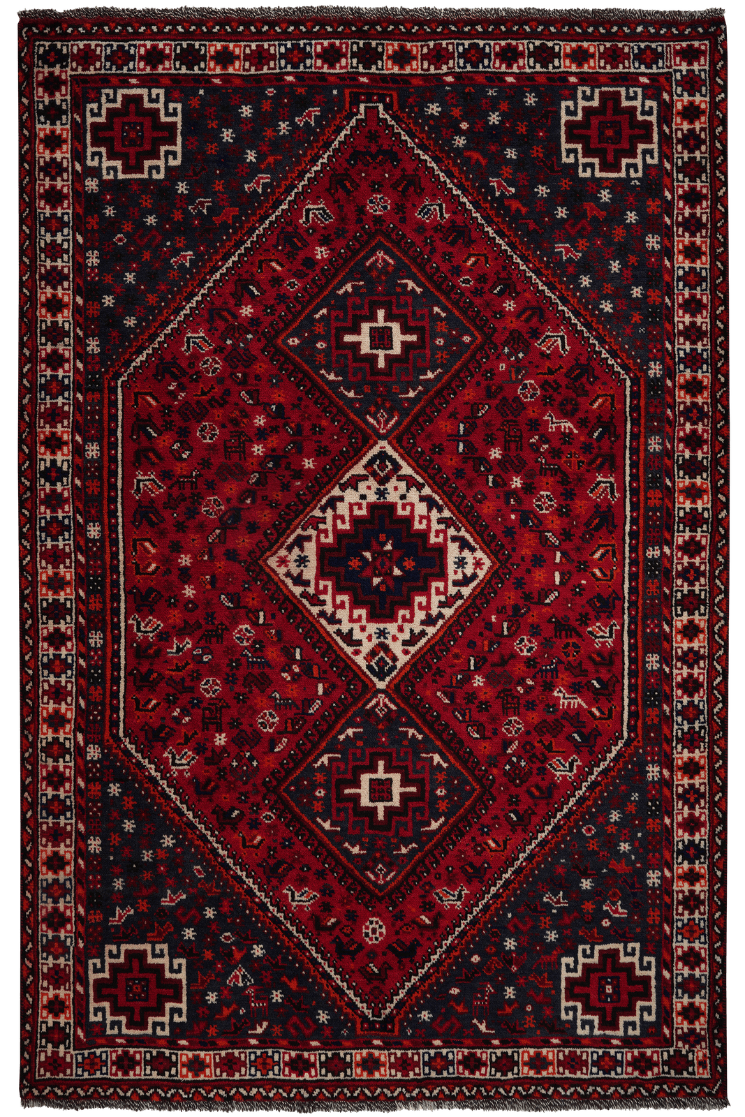 Shiraz — Hand-knotted, 160x245 cm, Red, 100% Virgin Wool | Main view