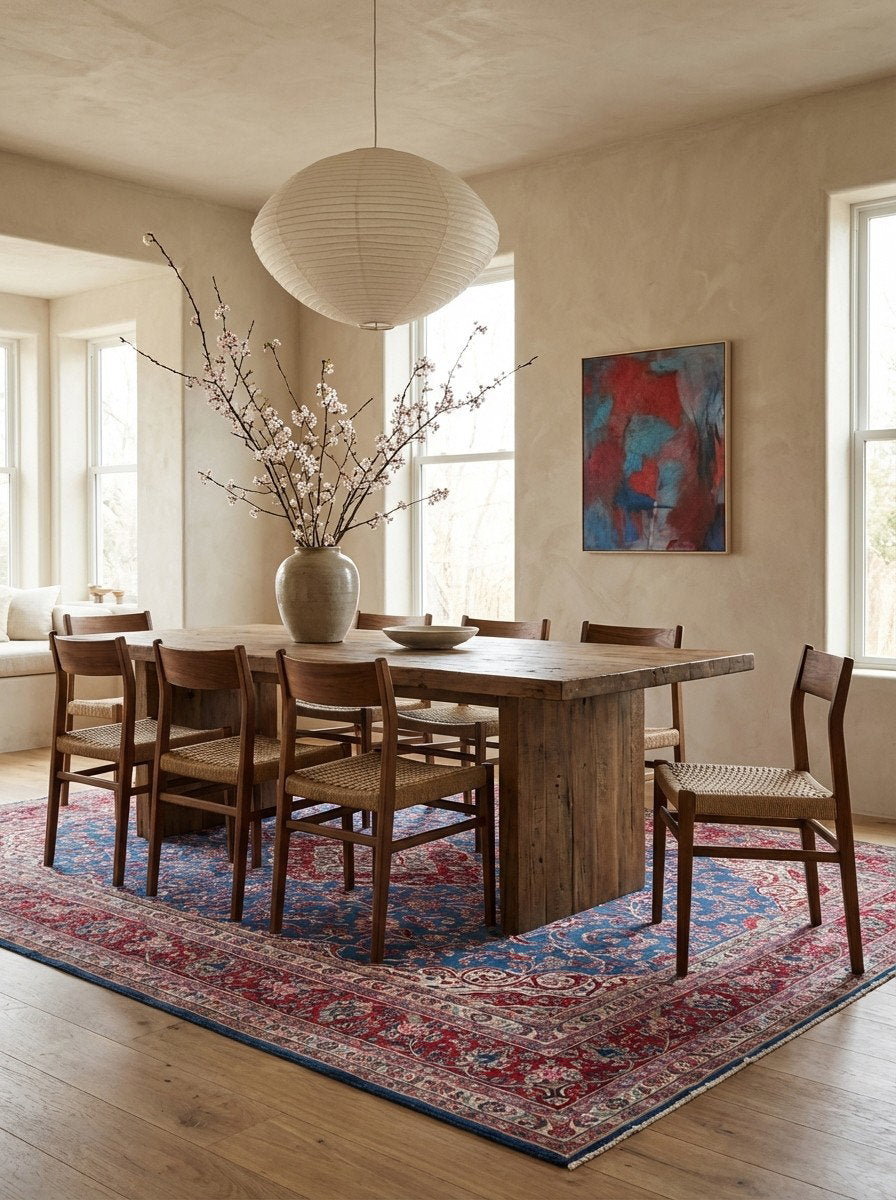 Ekbatan — Handgefertigt, 373x272 cm, Rot, 100% Virgin Wool | Detail view