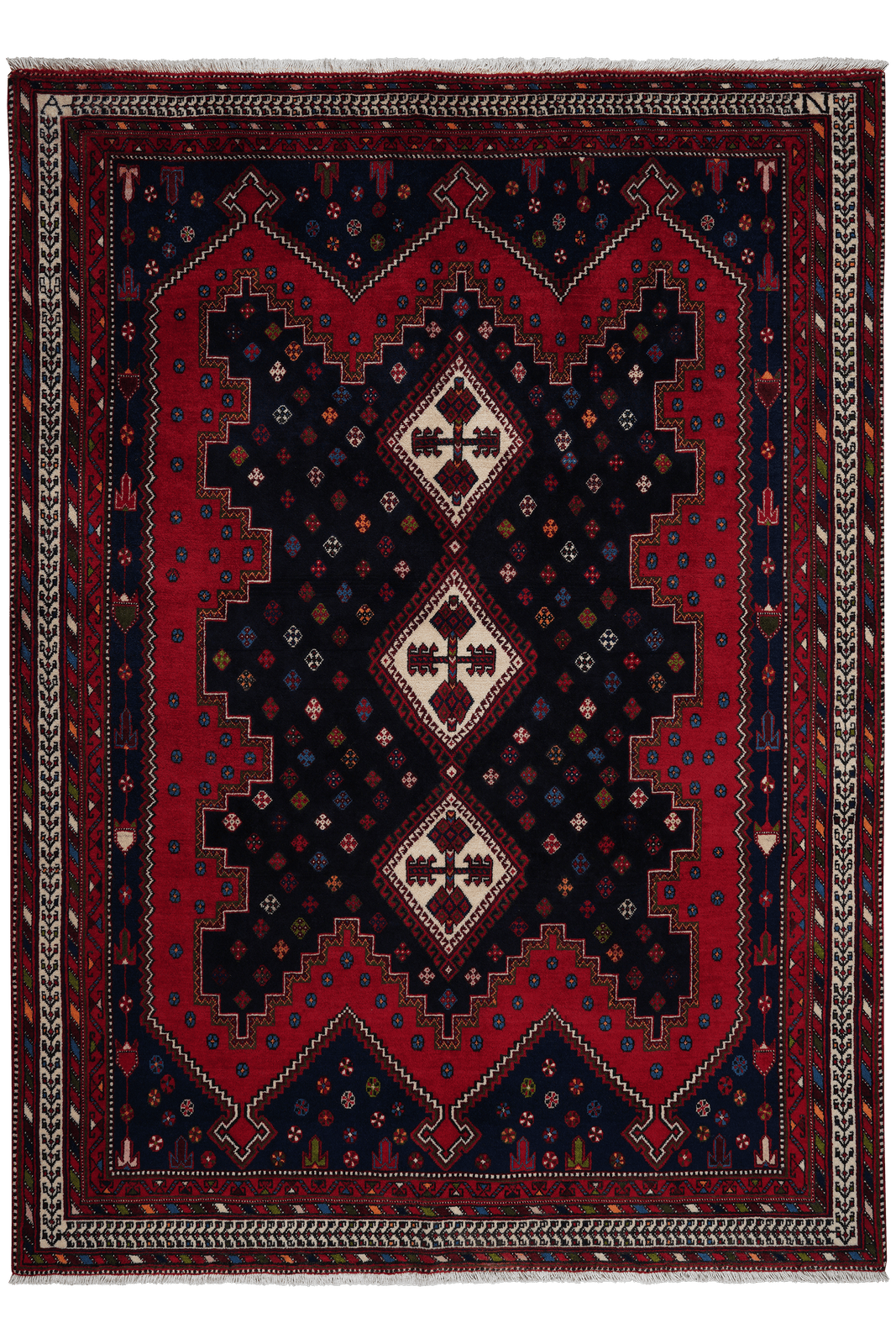Afshar — Hand-knotted, 164x226 cm, Blue, 100% Virgin Wool | Main view
