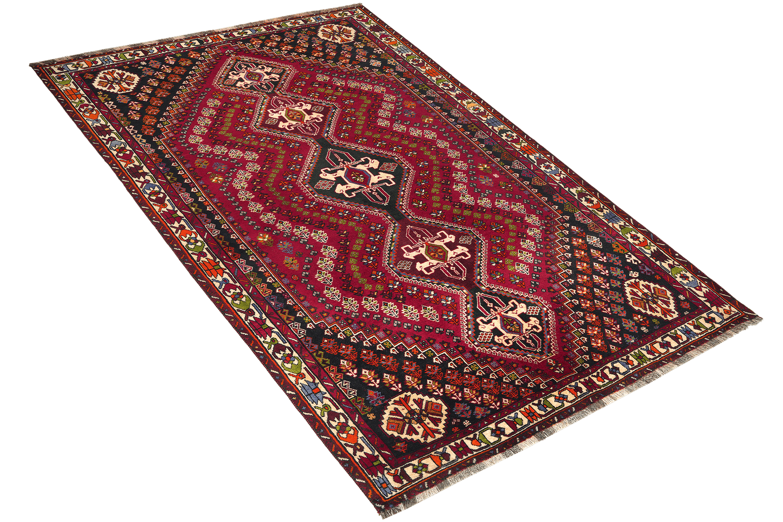 Gashgai — Hand-knotted, 173x271 cm, Red, 100% Virgin Wool | View 4