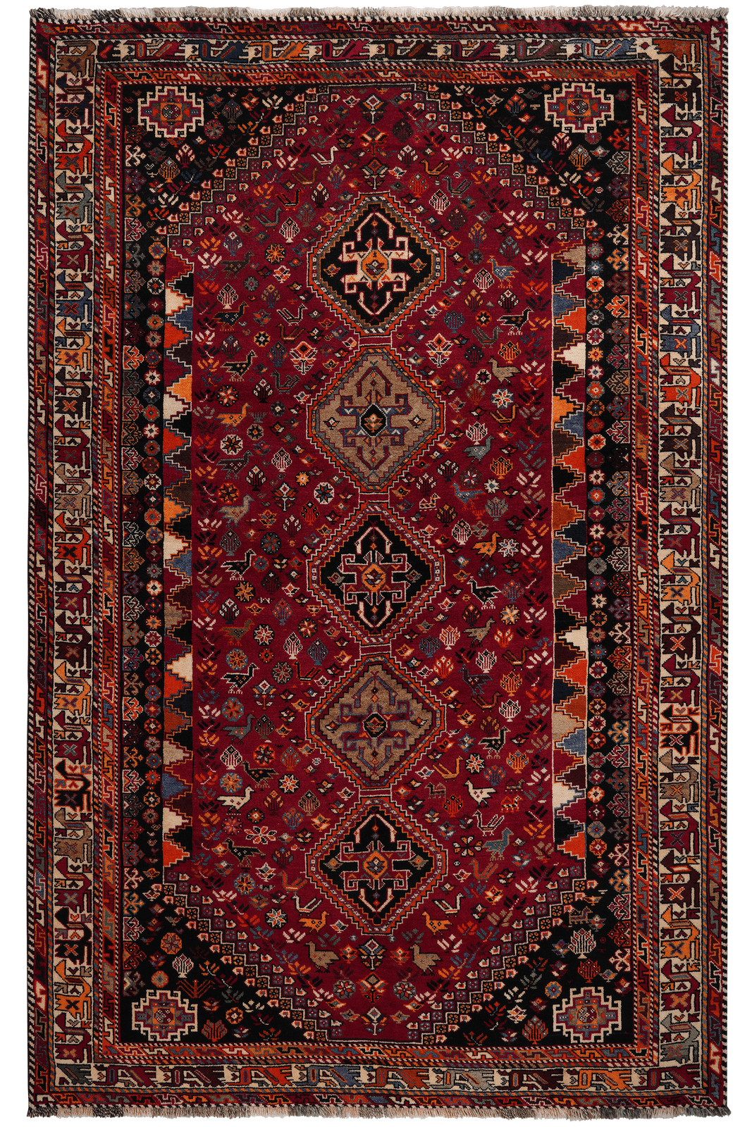 Gashgai — Hand-knotted, 162x260 cm, Red, 100% Virgin Wool | Main view
