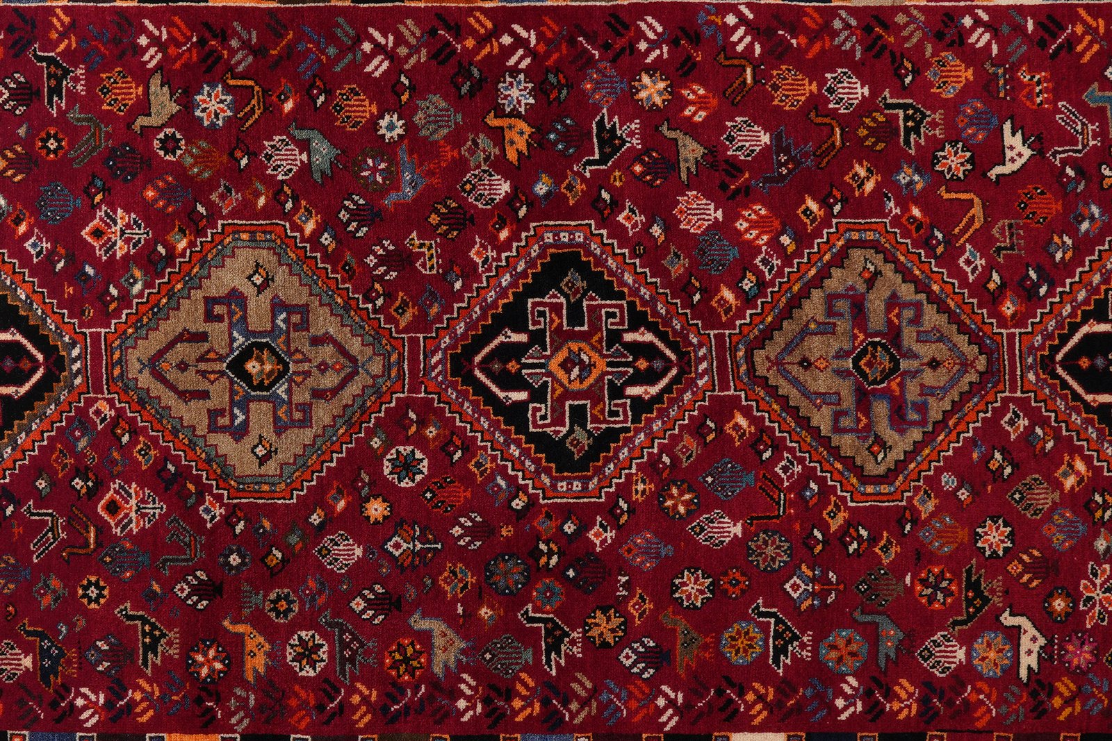 Gashgai — Hand-knotted, 162x260 cm, Red, 100% Virgin Wool | View 6