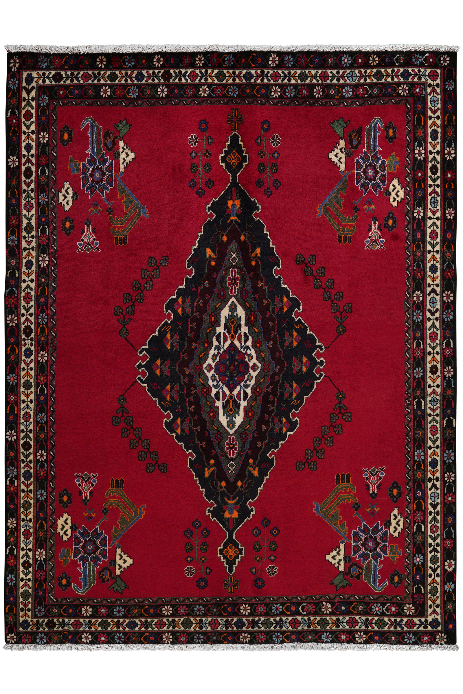 Afshar — Handgefertigt, 216x164 cm, Beige, 100% Virgin Wool | Main view