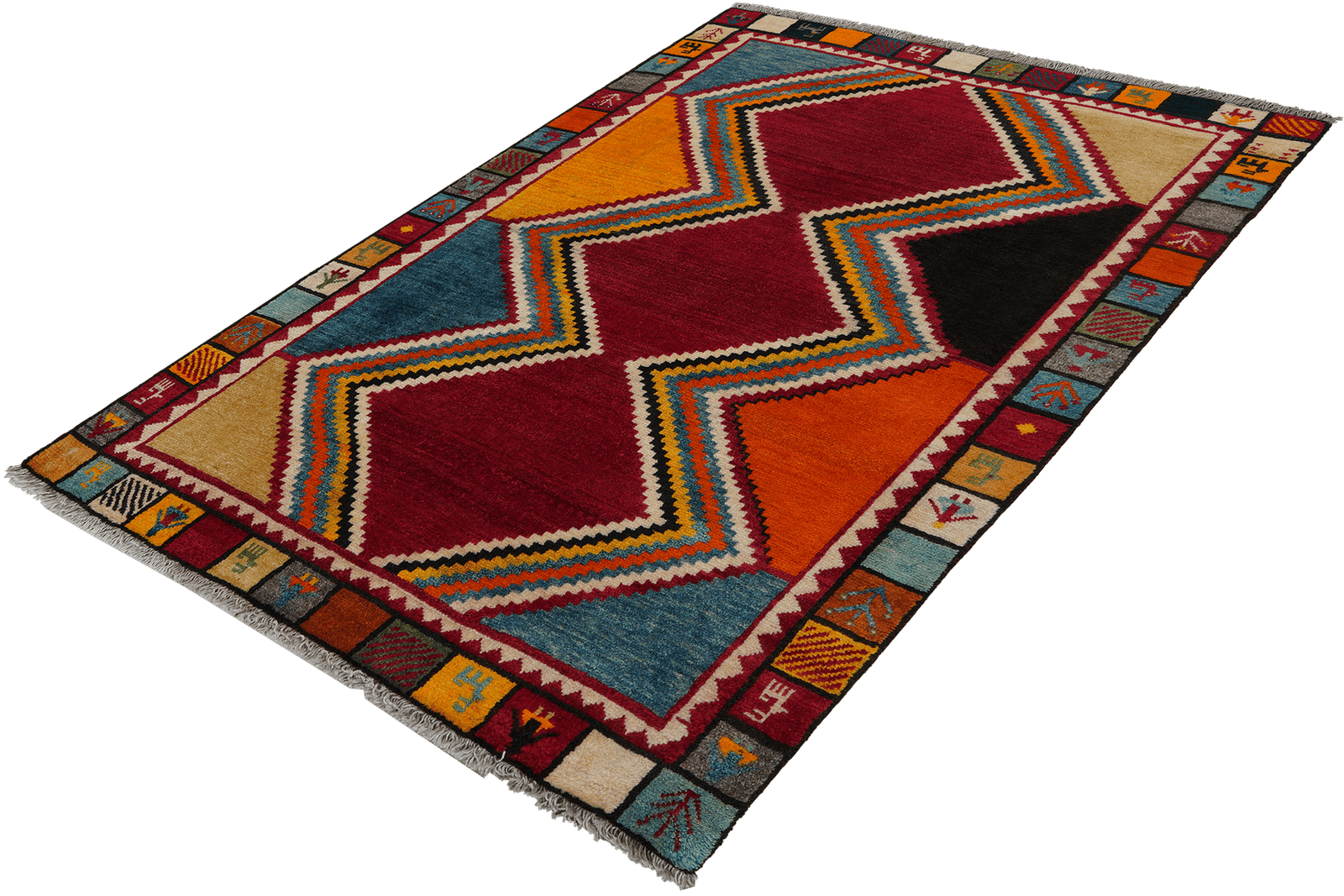 Gashgai — Hand-knotted, 101x148 cm, Red, 100% Virgin Wool | View 5