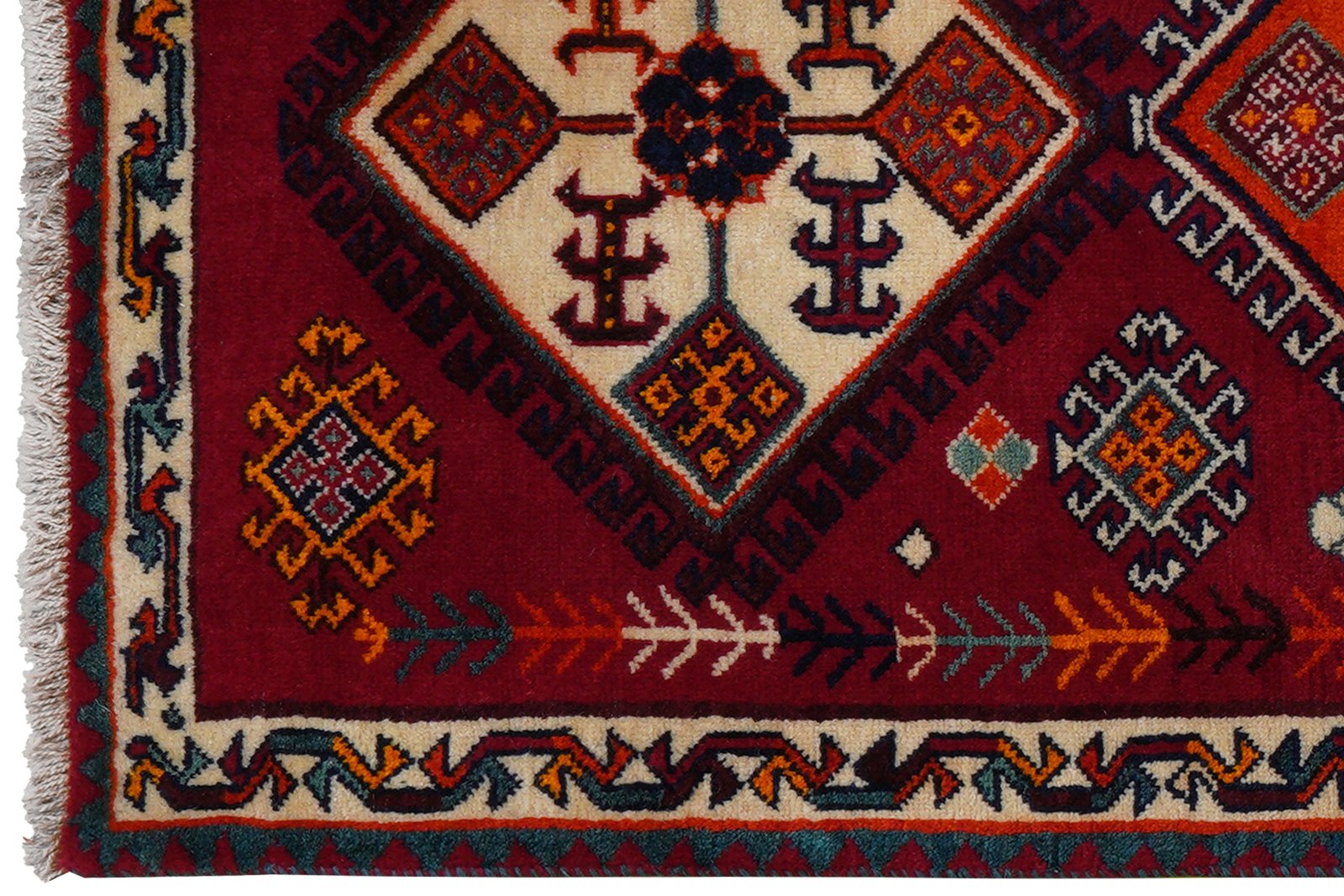 Gashgai — Hand-knotted, 73x190 cm, Red, 100% Virgin Wool | View 3