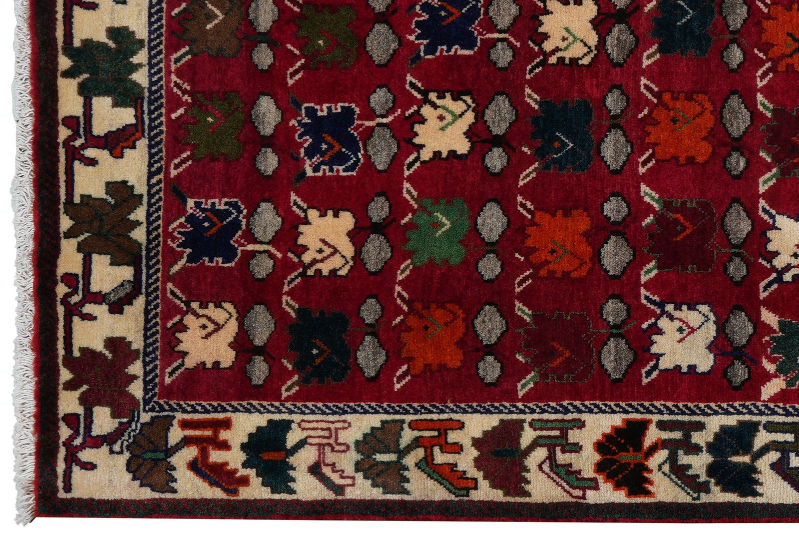 Gashgai — Hand-knotted, 106x198 cm, Red, 100% Virgin Wool | View 3