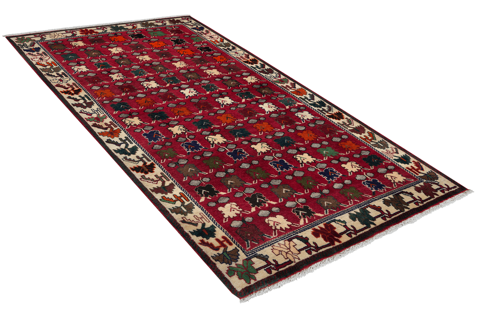 Gashgai — Hand-knotted, 106x198 cm, Red, 100% Virgin Wool | View 4