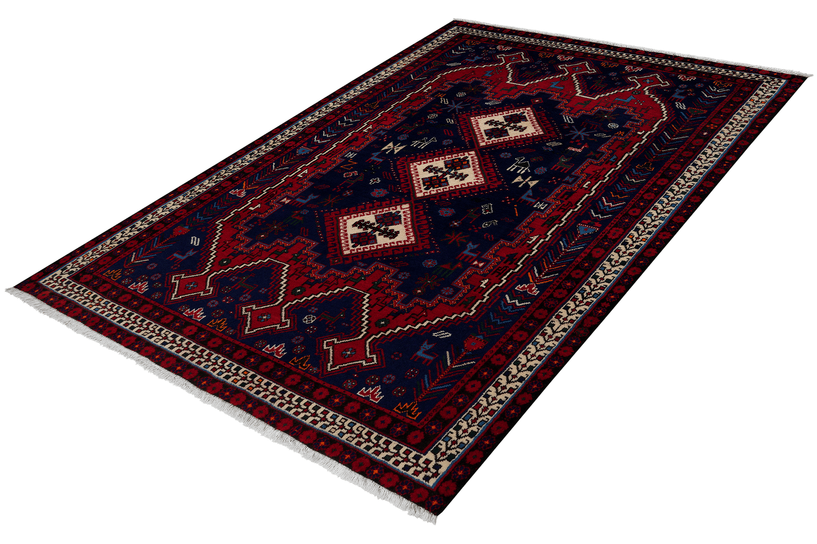 Afshar — Hand-knotted, 135x195 cm, Blue, 100% Virgin Wool | View 5