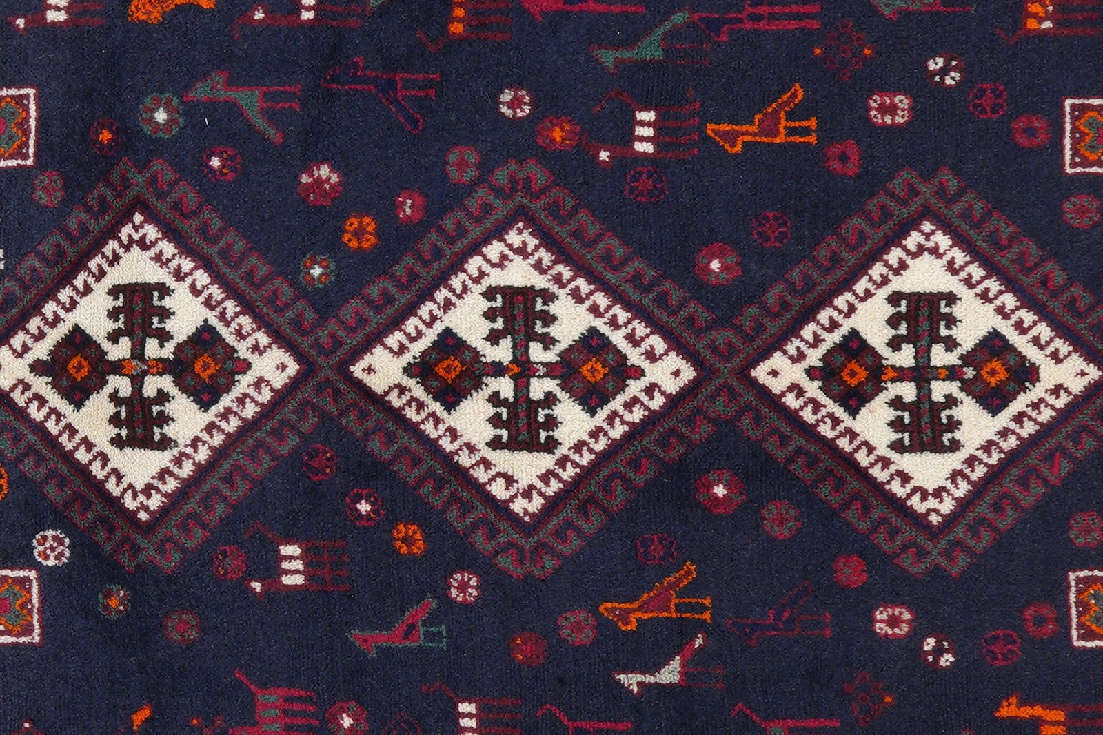 Afshar — Hand-knotted, 132x166 cm, Blue, 100% Virgin Wool | View 6