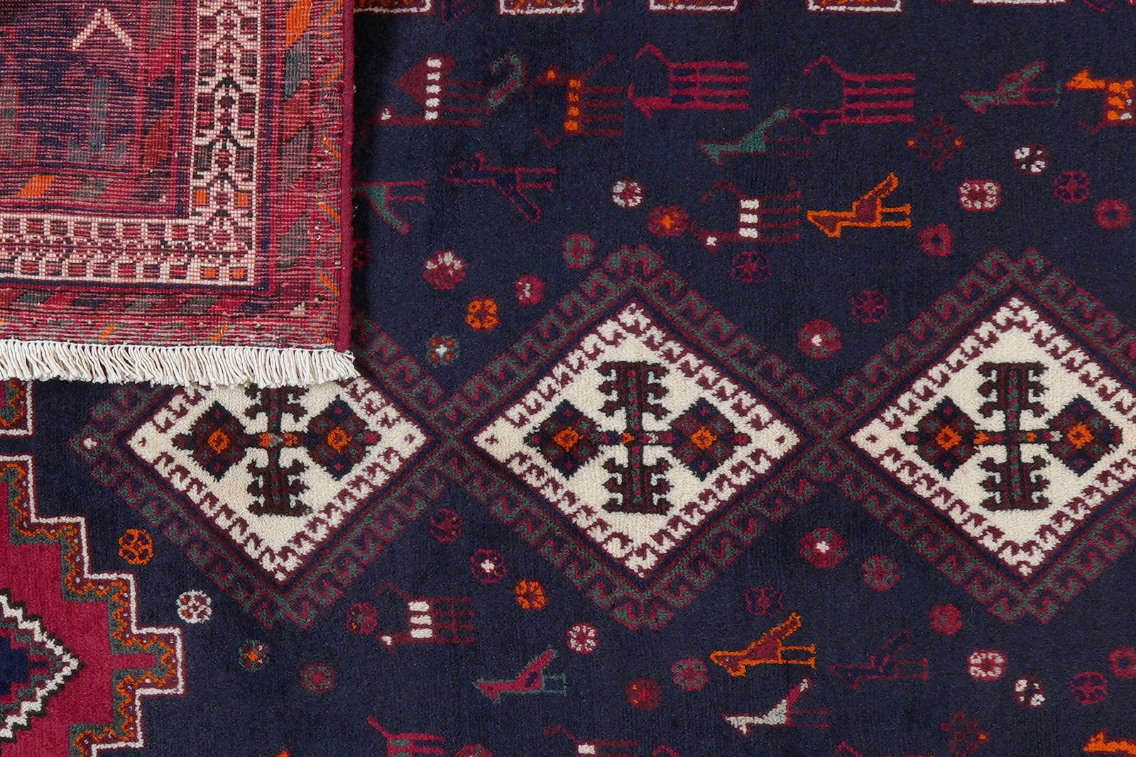 Afshar — Hand-knotted, 132x166 cm, Blue, 100% Virgin Wool | View 7