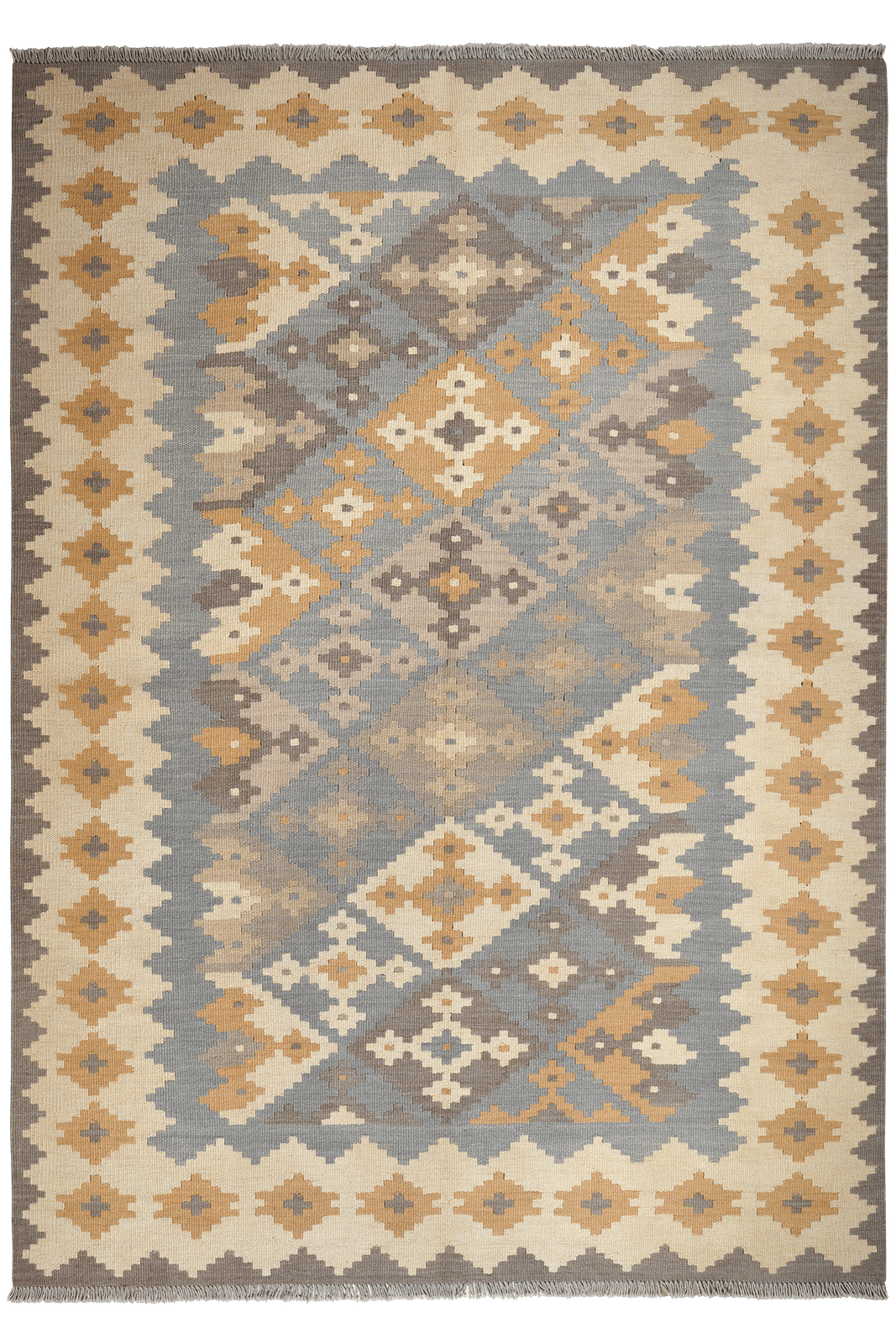 Kelim Gashgai — Handmade, 166x232 cm, Grey, 100% Virgin Wool | Main view