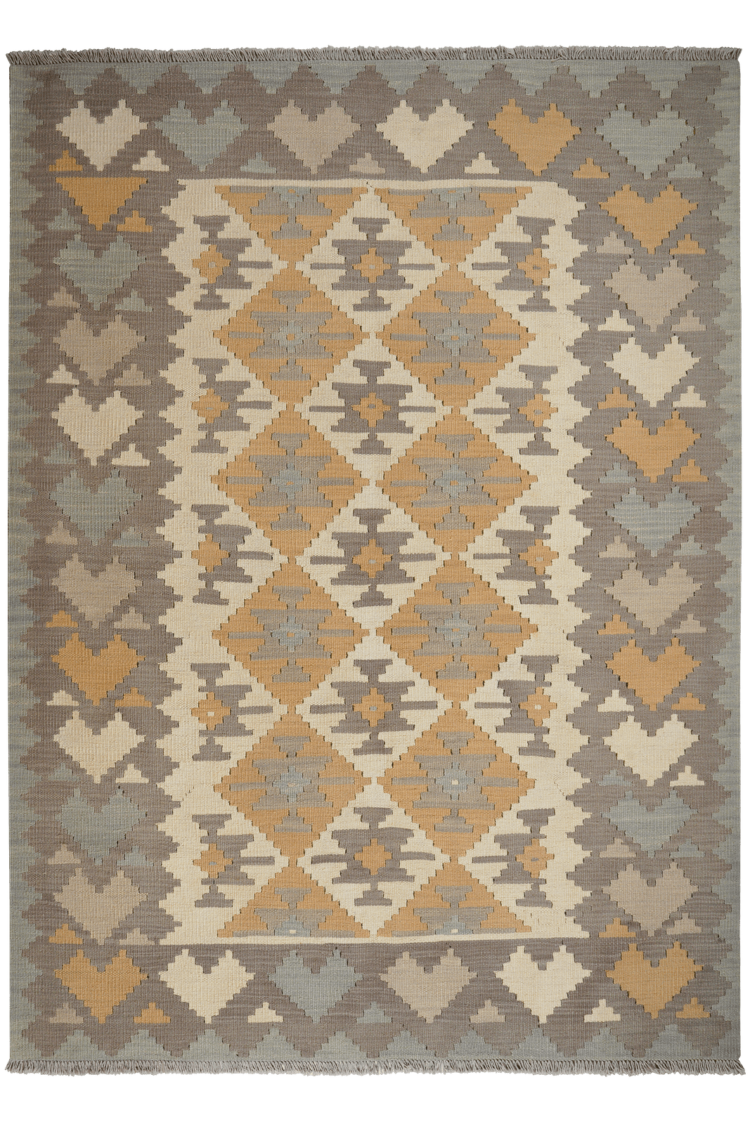 Kelim Gashgai — Handmade, 174x240 cm, Beige, 100% Virgin Wool | Main view