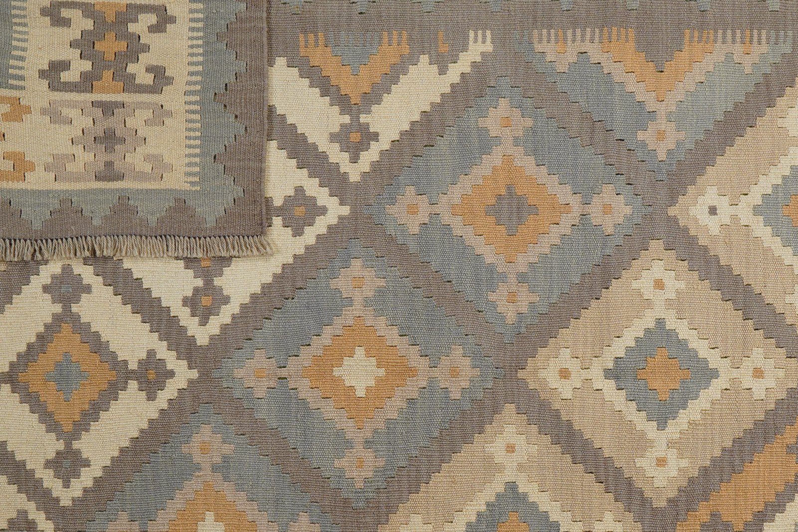 Kelim Gashgai — Handmade, 188x247 cm, Grey, 100% Virgin Wool | View 6