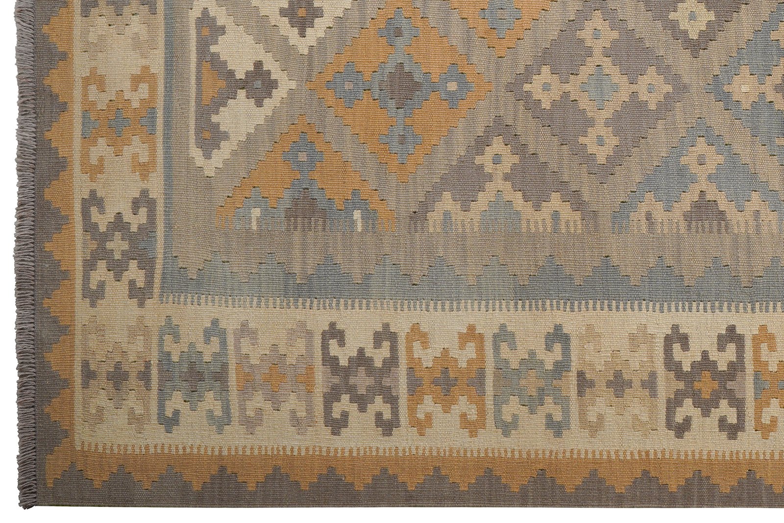 Kelim Gashgai — Handmade, 185x243 cm, Grey, 100% Virgin Wool | View 3