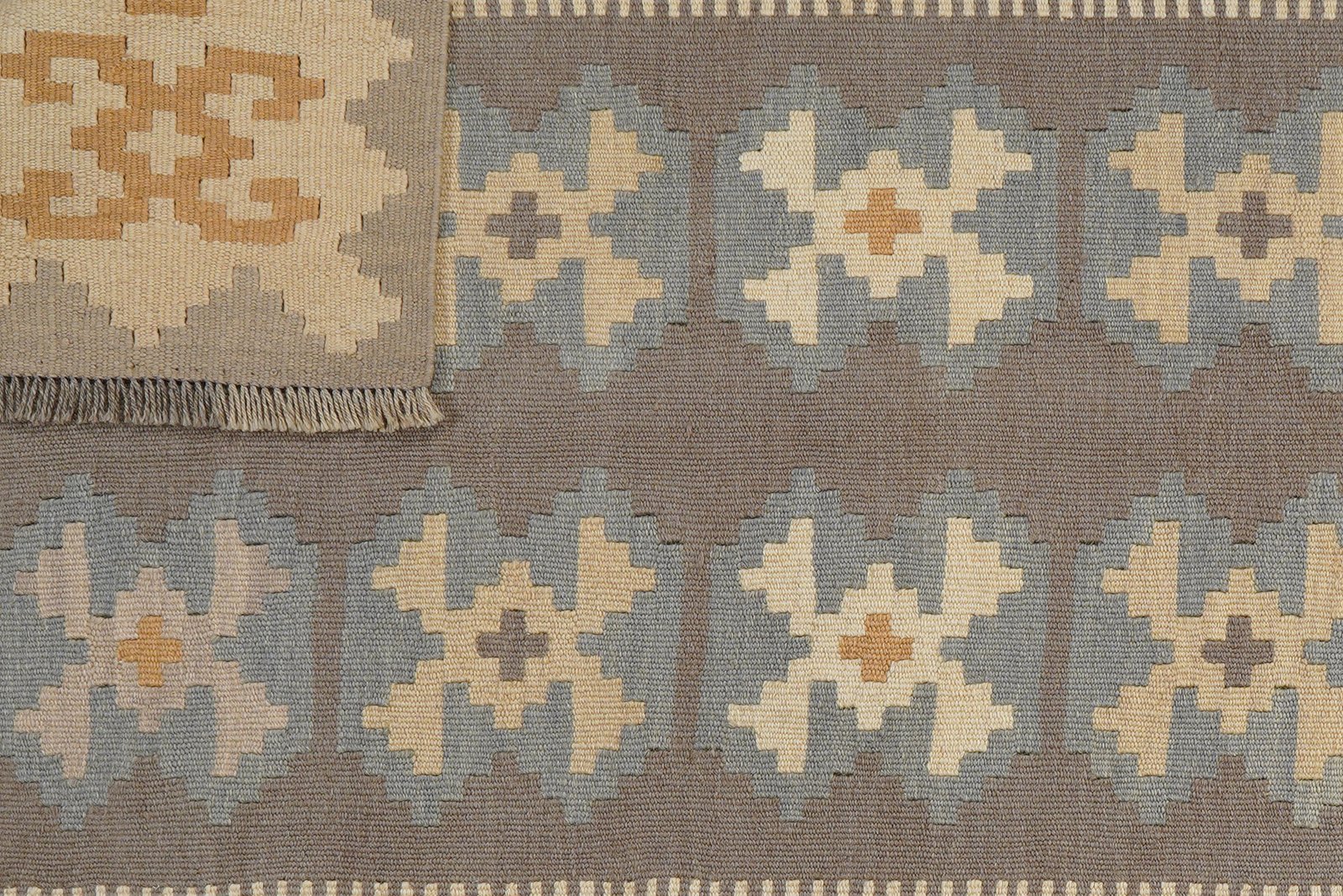 Kelim Gashgai — Handmade, 125x177 cm, Grey, 100% Virgin Wool | View 6