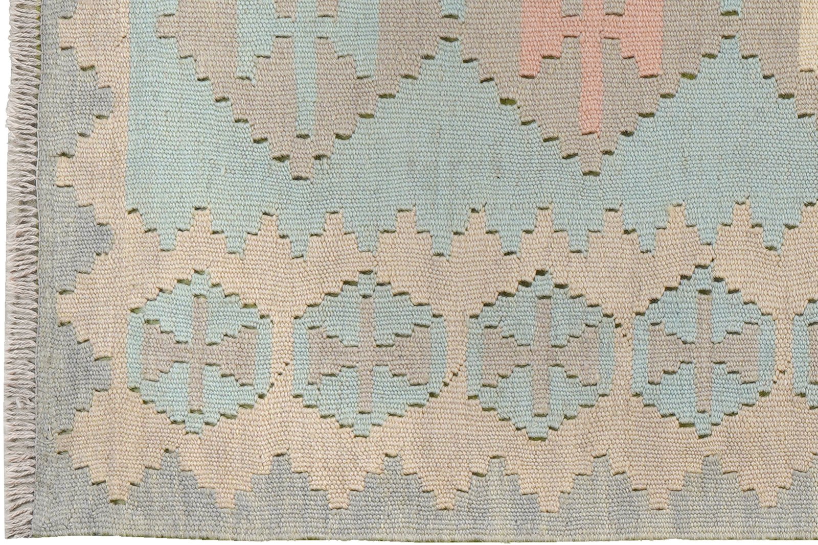 Kelim Gashgai — Handmade, 80x197 cm, Green, 100% Virgin Wool | View 3