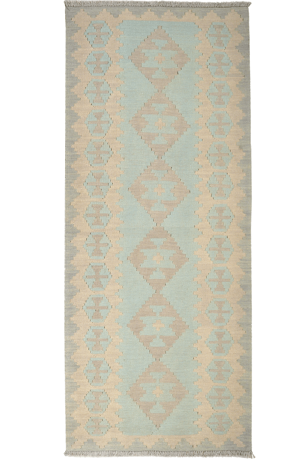 Kelim Gashgai — Handmade, 80x198 cm, Green, 100% Virgin Wool | Main view
