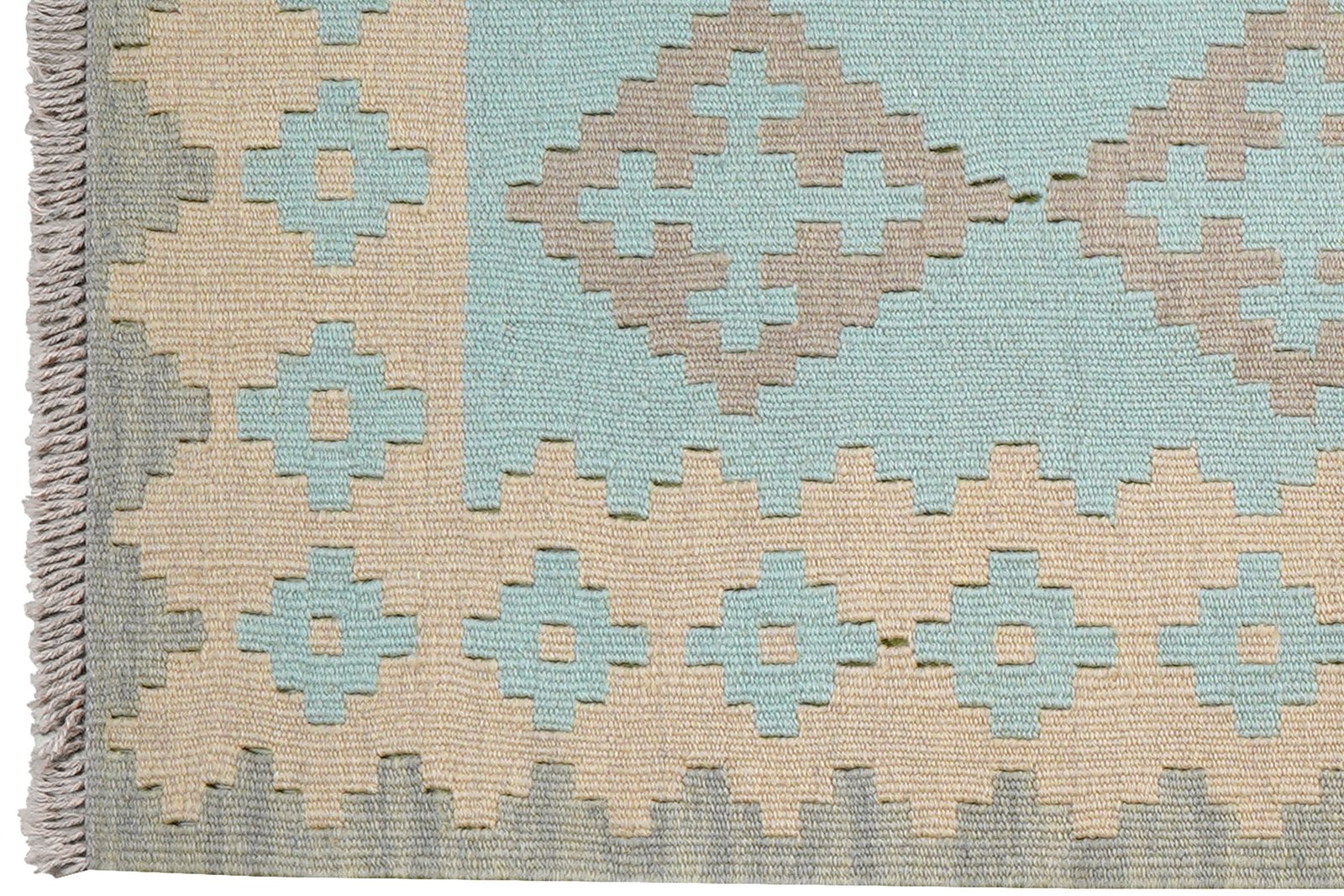 Kelim Gashgai — Handmade, 64x199 cm, Green, 100% Virgin Wool | View 3