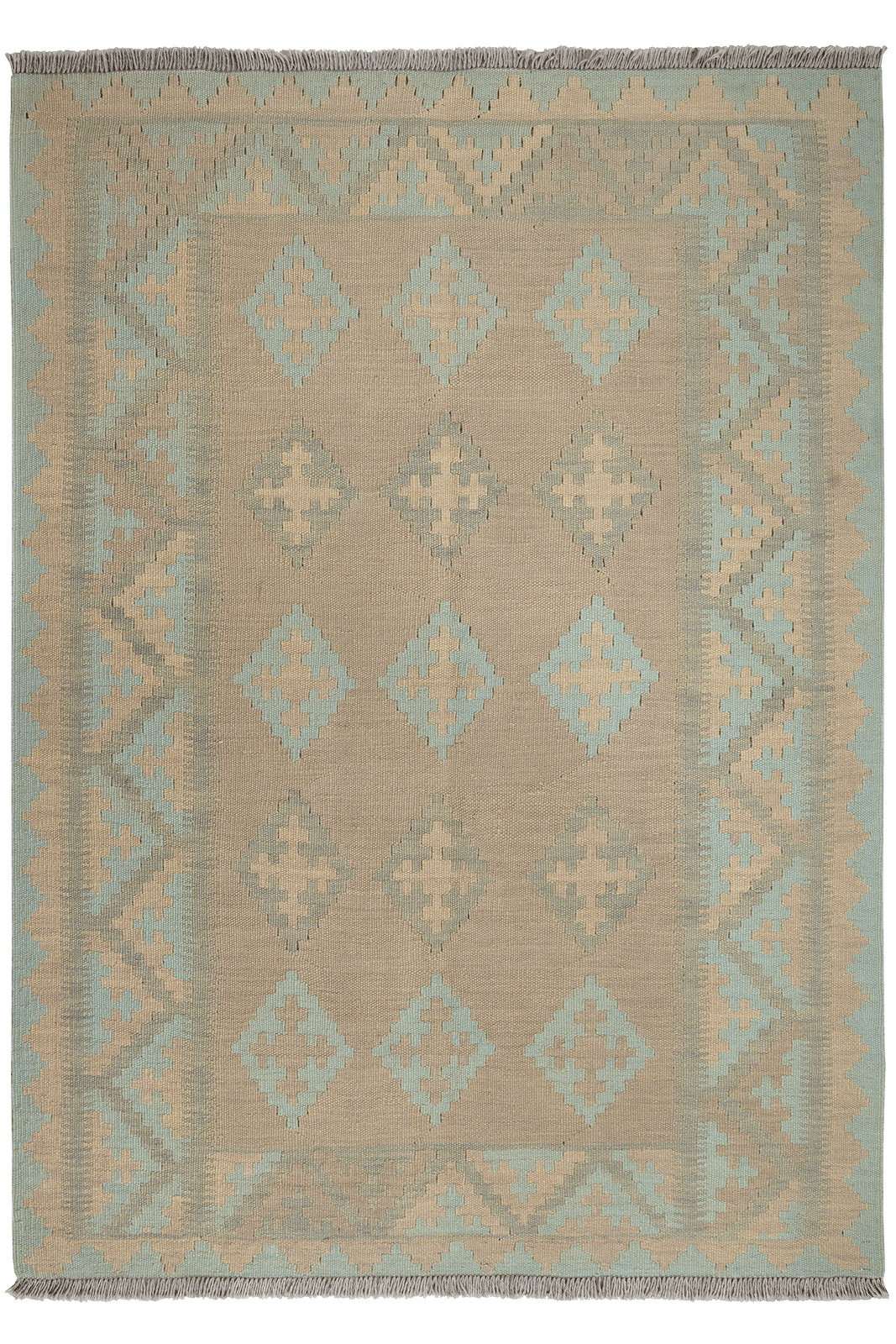 Kelim Gashgai — Handmade, 125x173 cm, Grey, 100% Virgin Wool | Main view