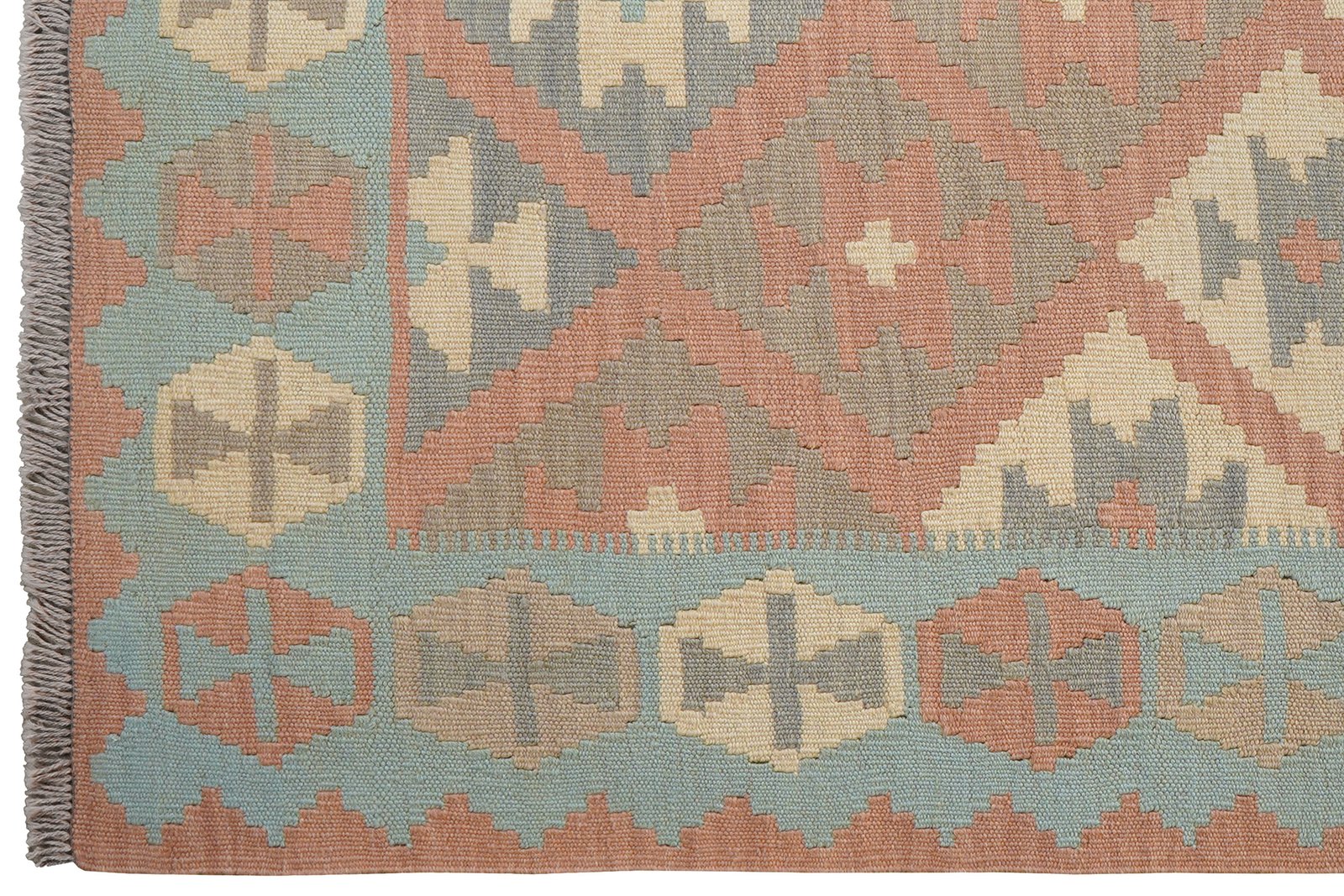 Kelim Gashgai — Handmade, 121x170 cm, Pink, 100% Virgin Wool | View 3