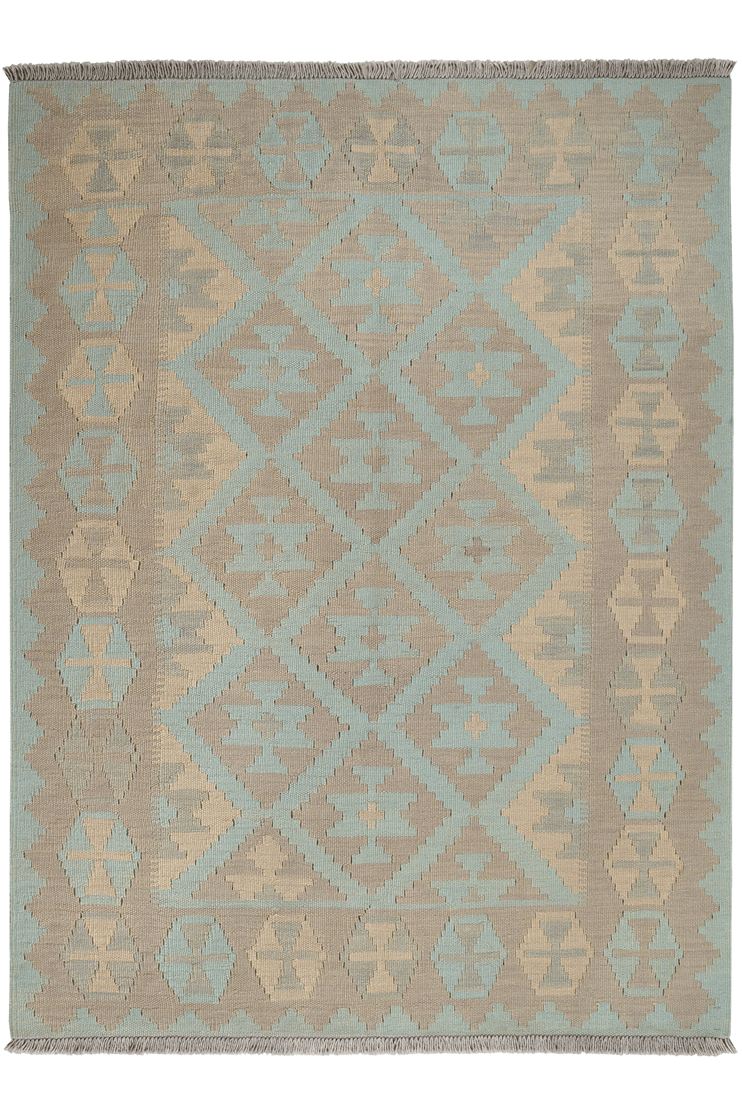 Kelim Gashgai — Handmade, 127x170 cm, Green, 100% Virgin Wool | Main view