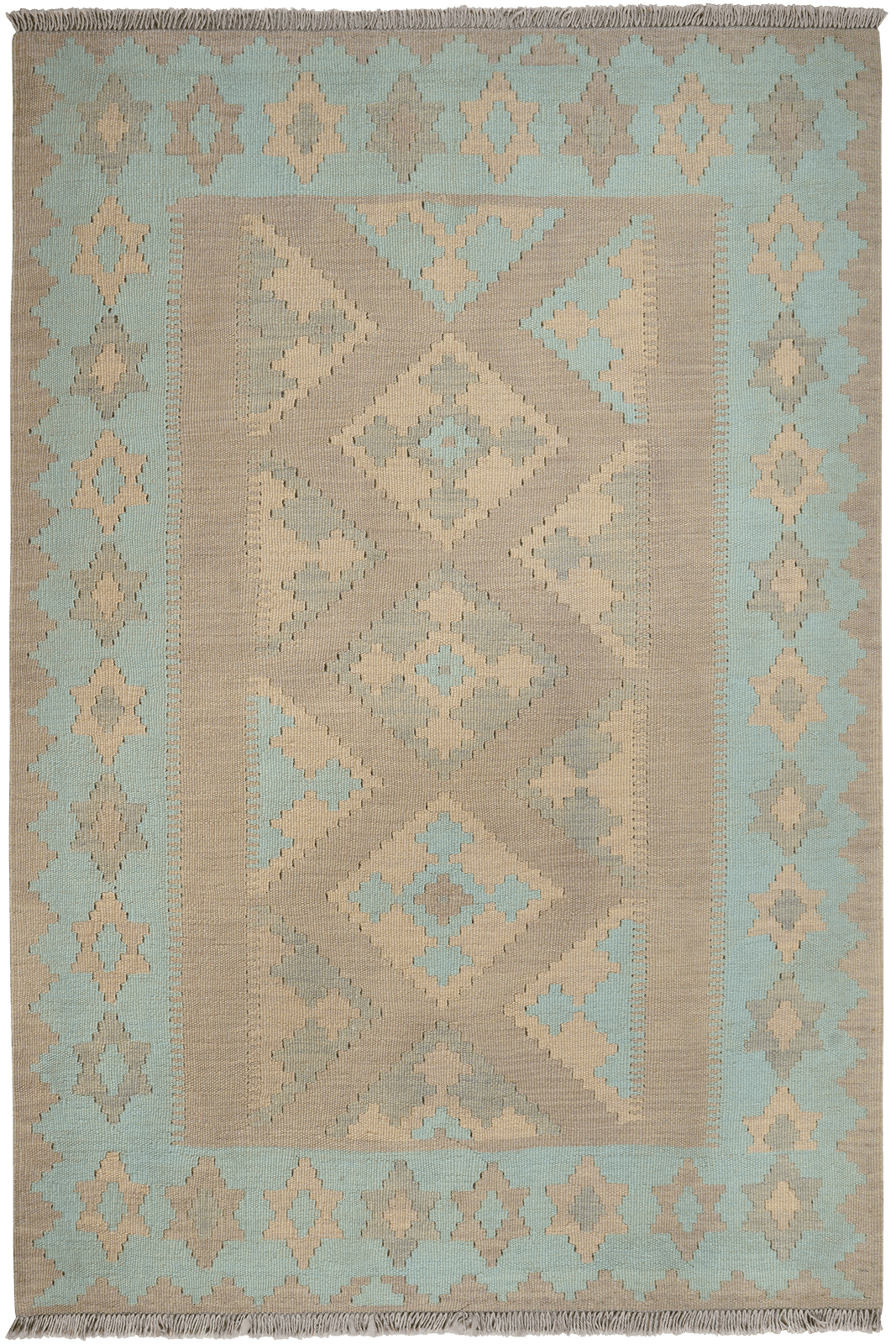 Kelim Gashgai — Handmade, 125x185 cm, Grey, 100% Virgin Wool | Main view