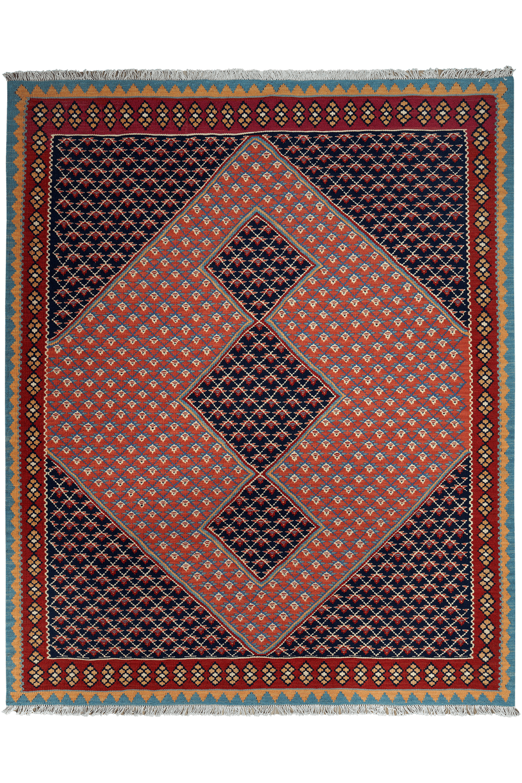 Kelim Senneh — Handmade, 163x200 cm, Red, 100% Virgin Wool | Main view