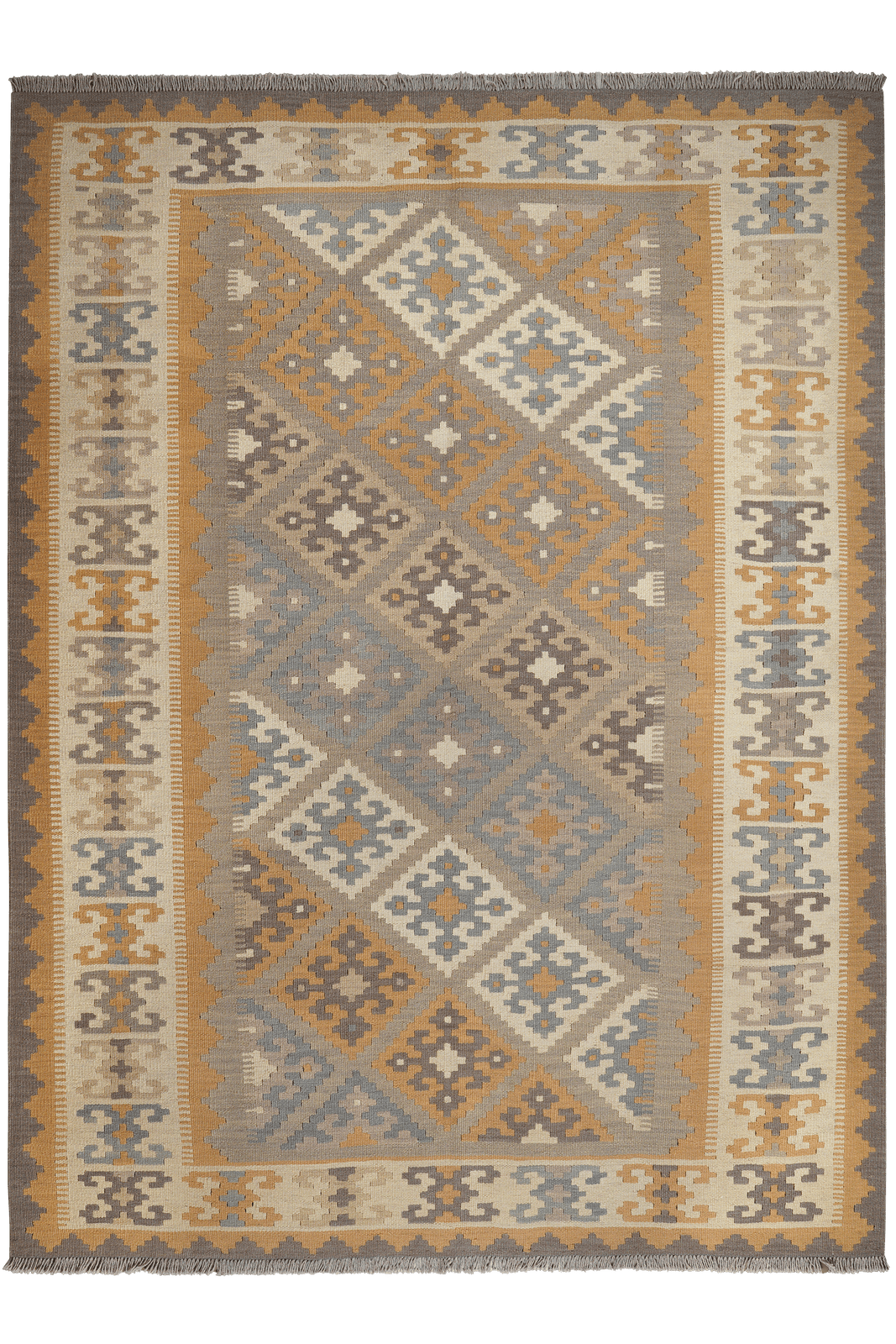 Kelim Gashgai — Handmade, 179x240 cm, Grey, 100% Virgin Wool | Main view