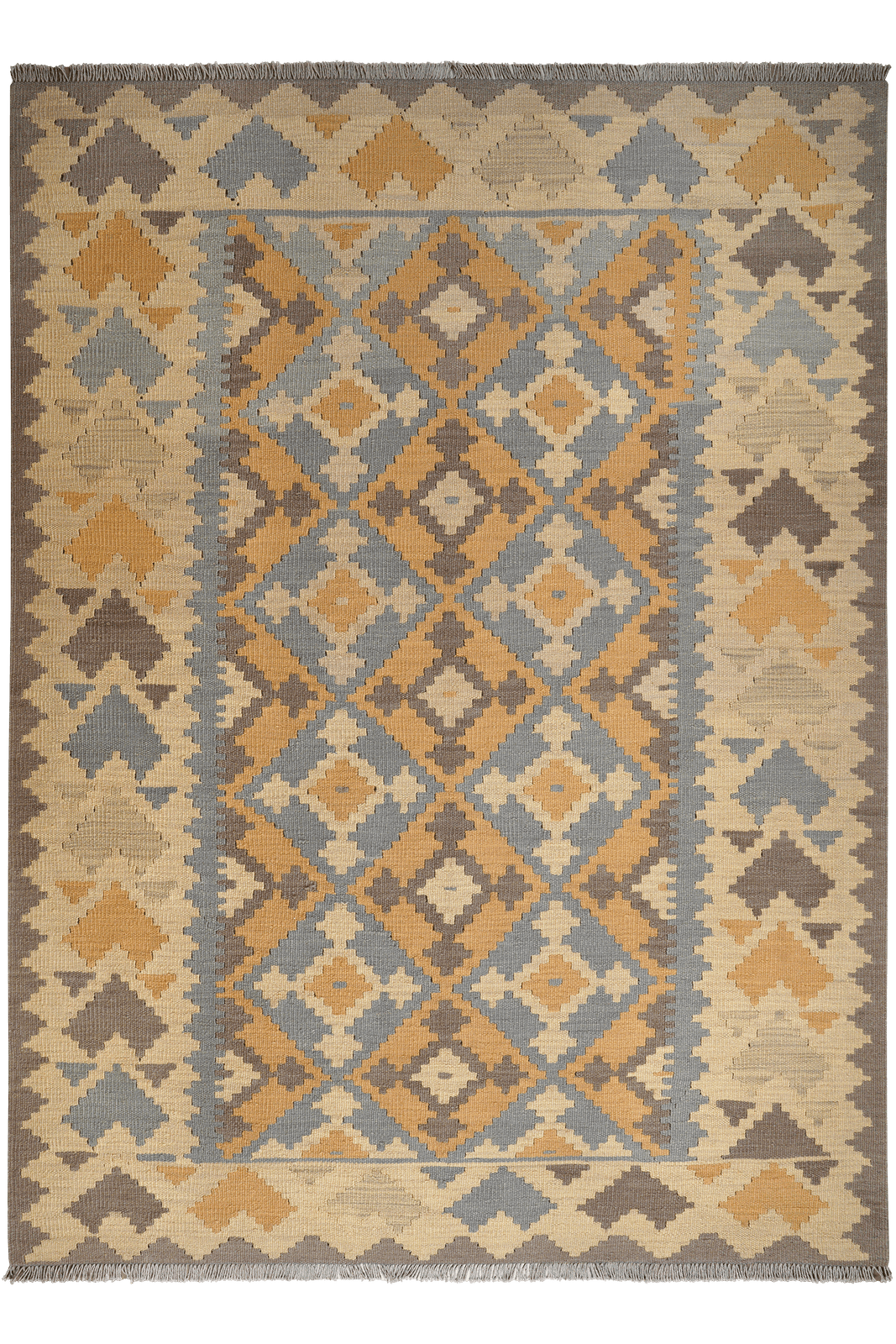 Kelim Gashgai — Handmade, 177x241 cm, Grey, 100% Virgin Wool | Main view
