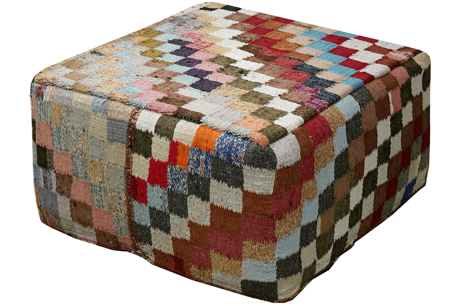 Kelim Pouf — Handmade, 65x65 cm, Multicolor, 100% Virgin Wool | View 4