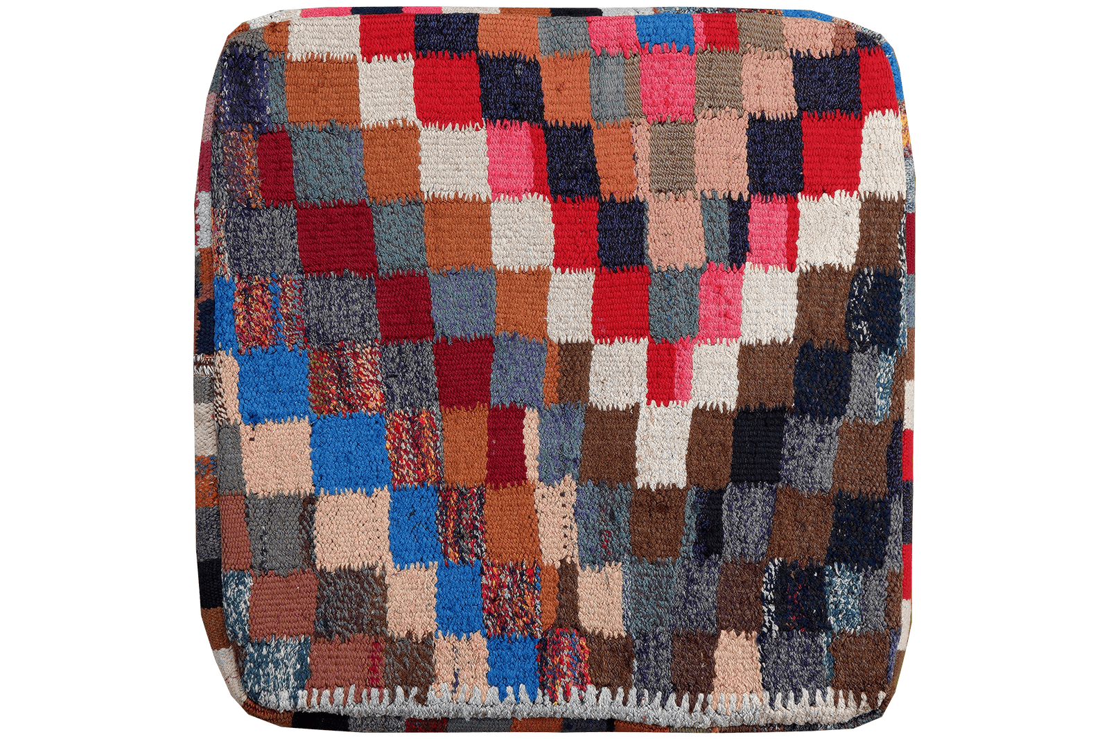 Kelim Pouf — Handmade, 65x65 cm, Multicolor, 100% Virgin Wool | Main view