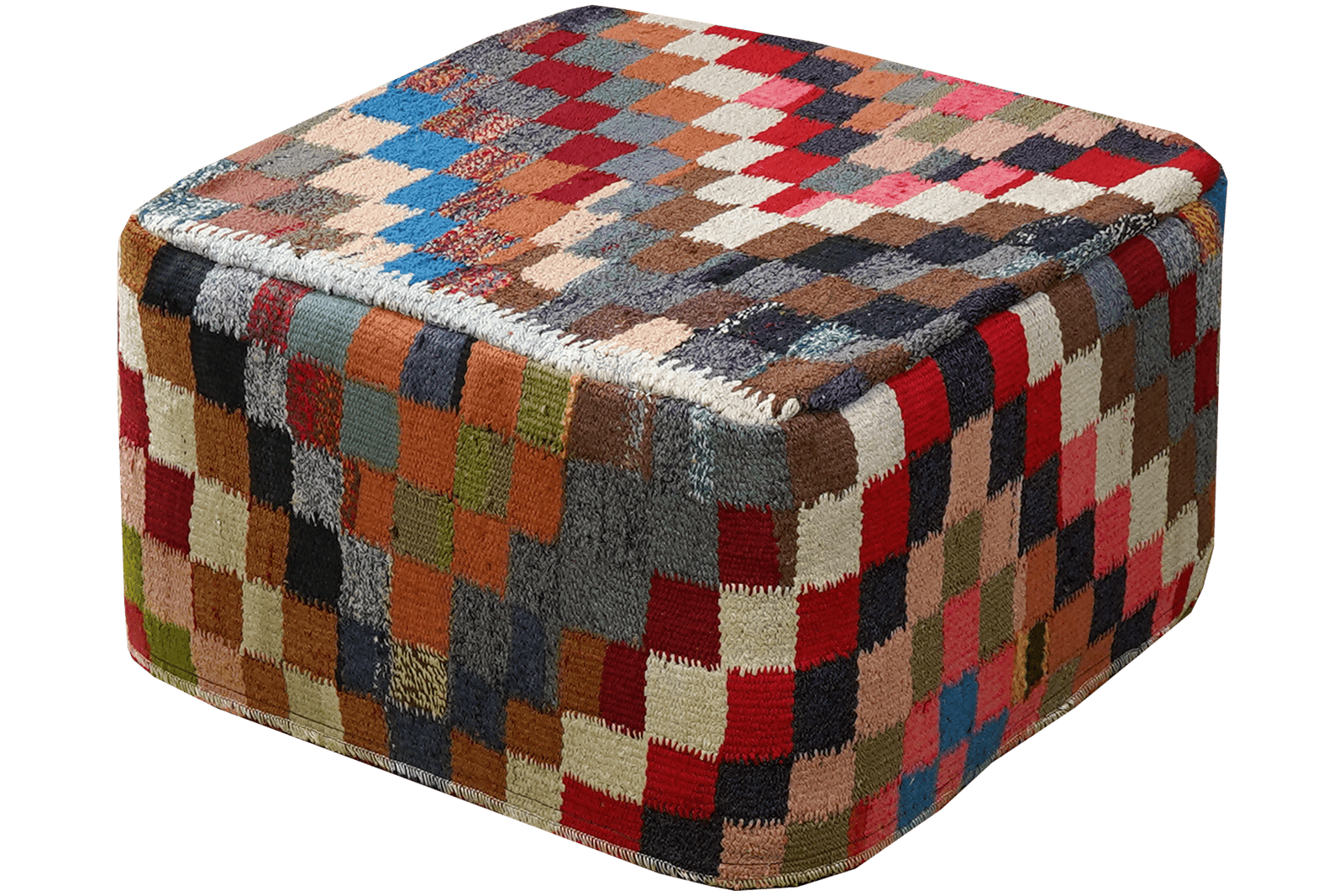 Kelim Pouf — Handmade, 65x65 cm, Multicolor, 100% Virgin Wool | View 4
