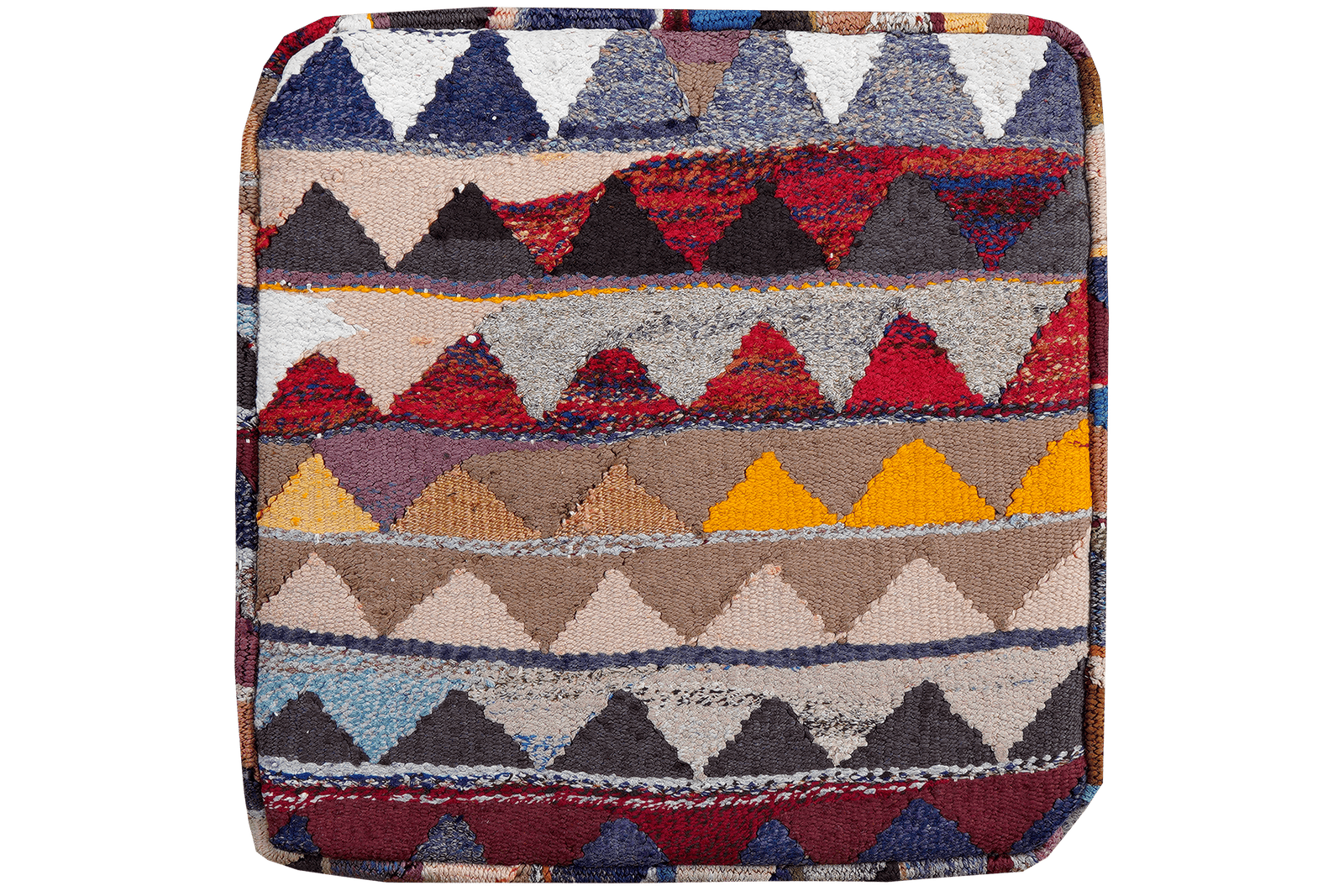 Kelim Pouf — Handmade, 65x65 cm, Multicolor, 100% Virgin Wool | Main view