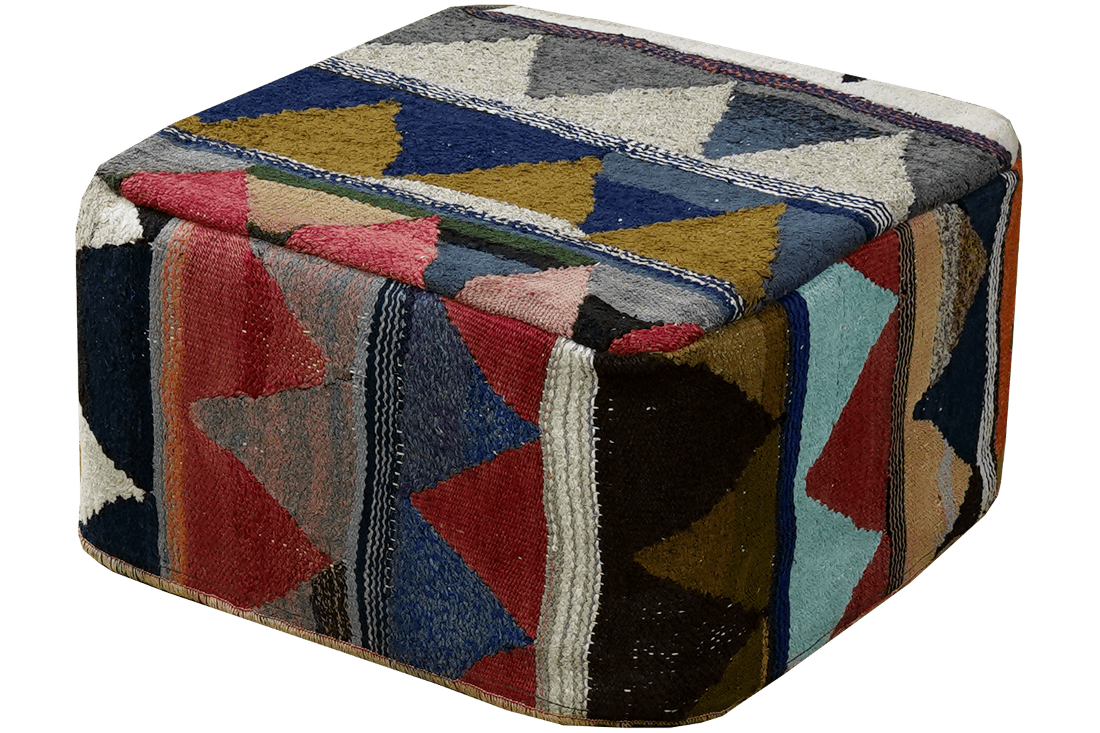 Kelim Pouf — Handmade, 65x65 cm, Multicolor, 100% Virgin Wool | View 4