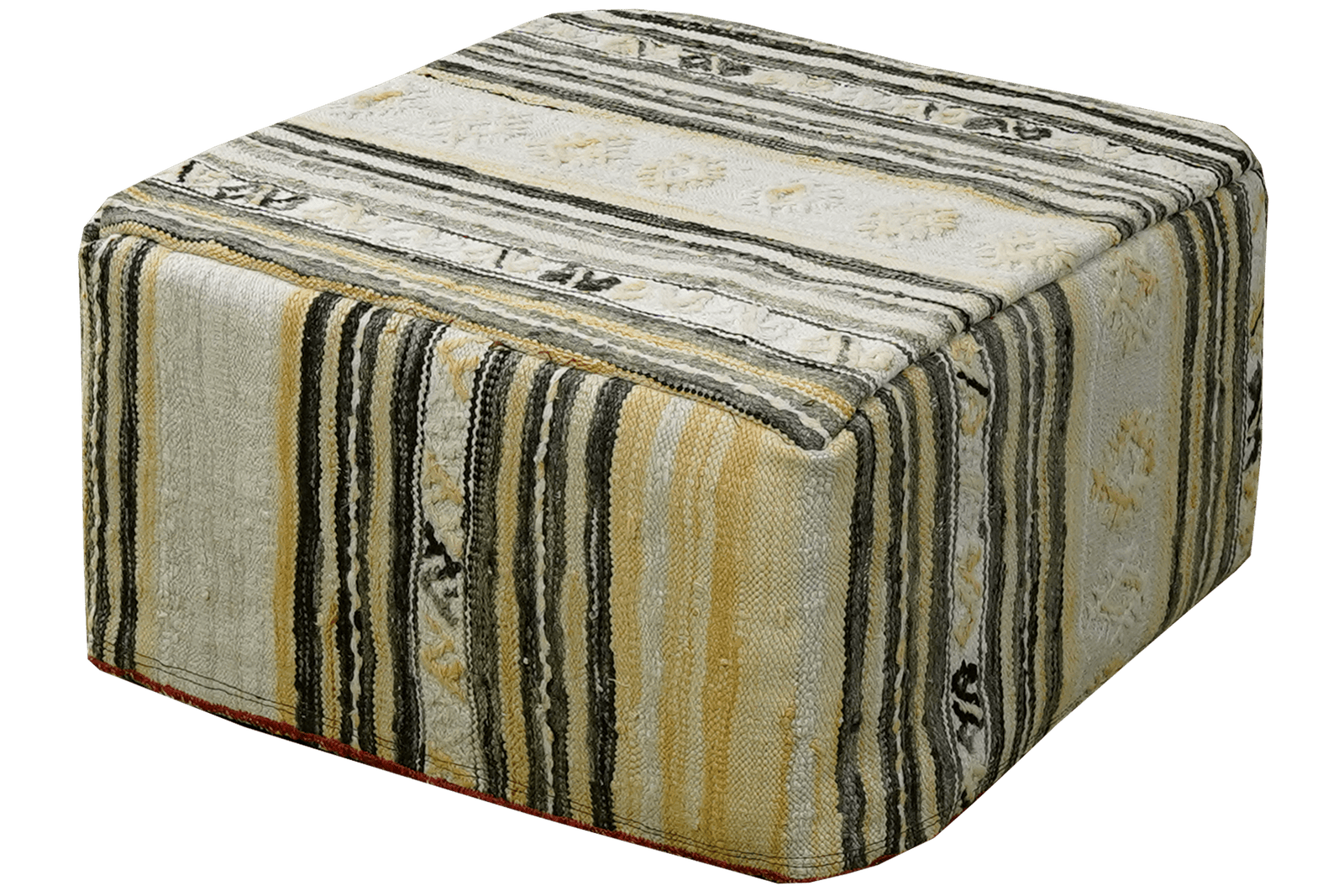 Kelim Pouf — Handmade, 65x65 cm, Multicolor, 100% Virgin Wool | View 3
