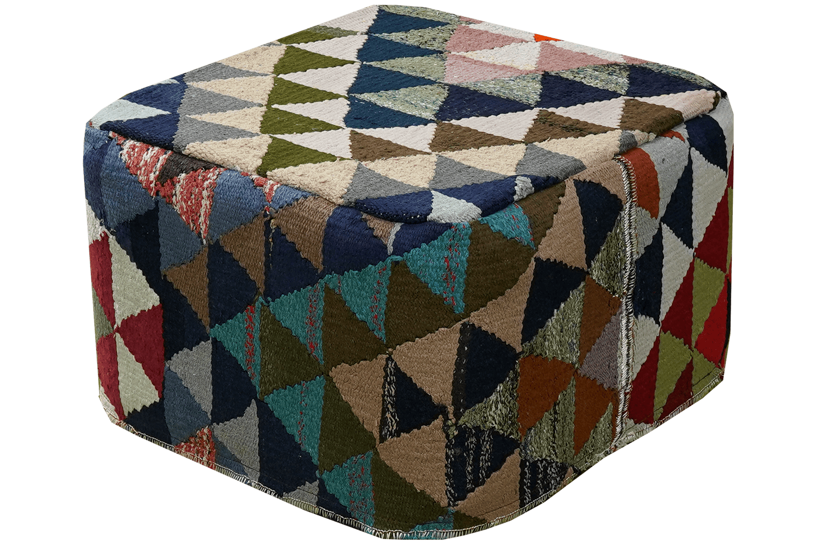Kelim Pouf — Handmade, 55x55 cm, Multicolor, 100% Virgin Wool | View 3