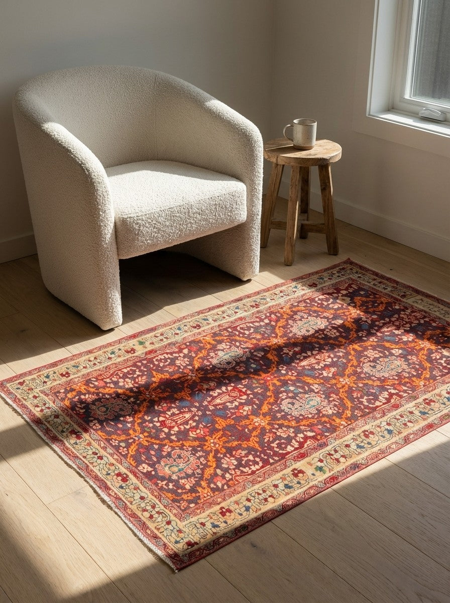 Zandjan — Hand-knotted, 100x155 cm, Brown, 100% Virgin Wool | Detail view